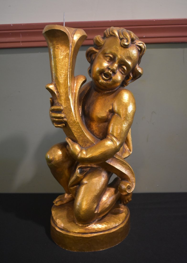 Large Carved Ornamental Cherub 19" (1 of 4)
