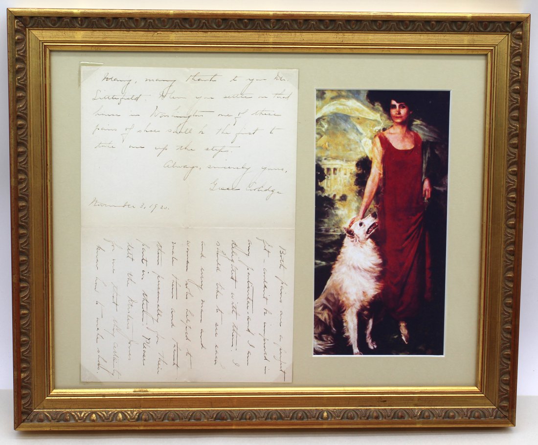 First Lady Grace Coolidge Framed Autographed Letter 30th President Calvin Coolidge's Wife (1 of 6)