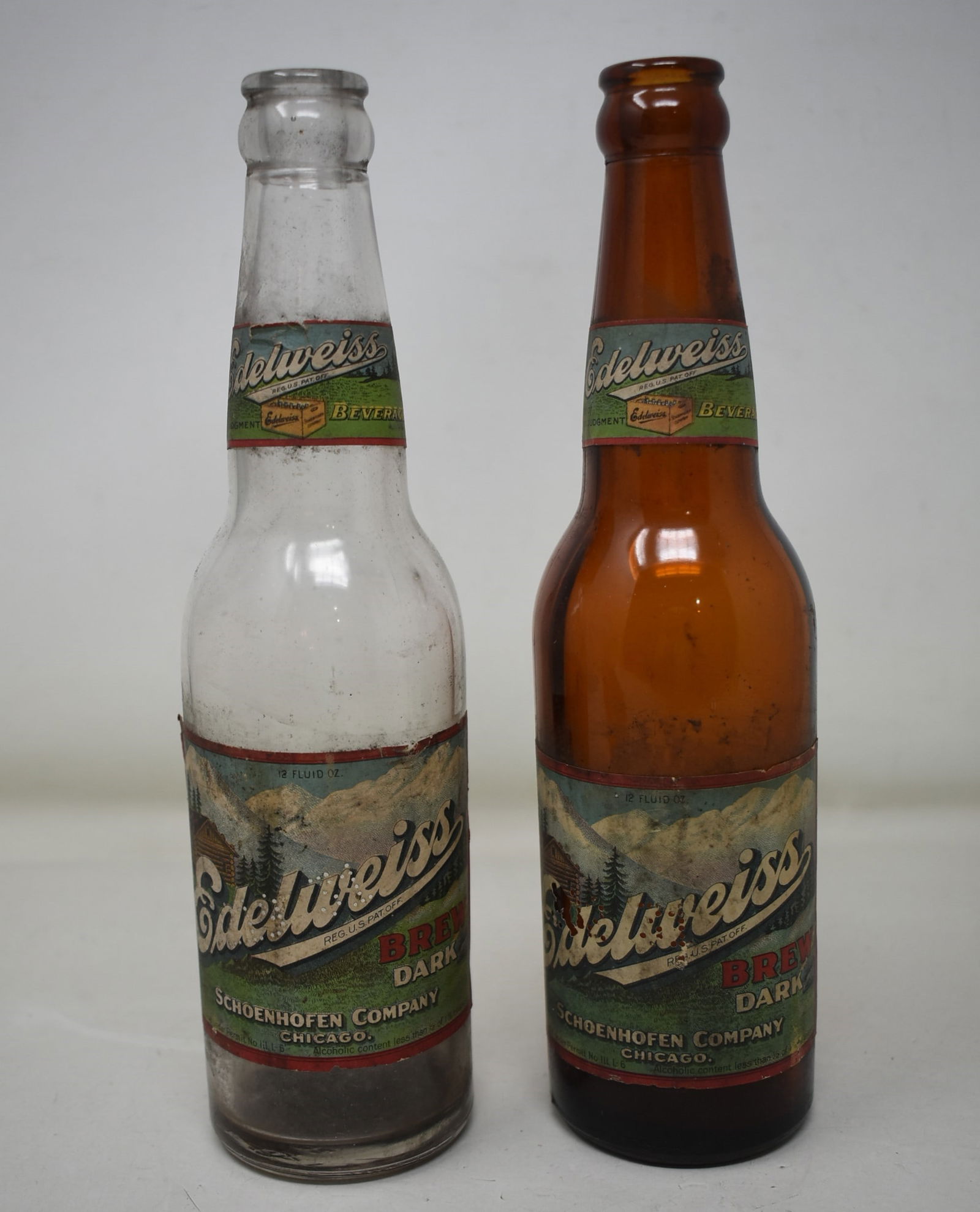 2 1930s Edelweiss Schoenhofer Chicago Long Neck Beer Bottles (1 of 5)