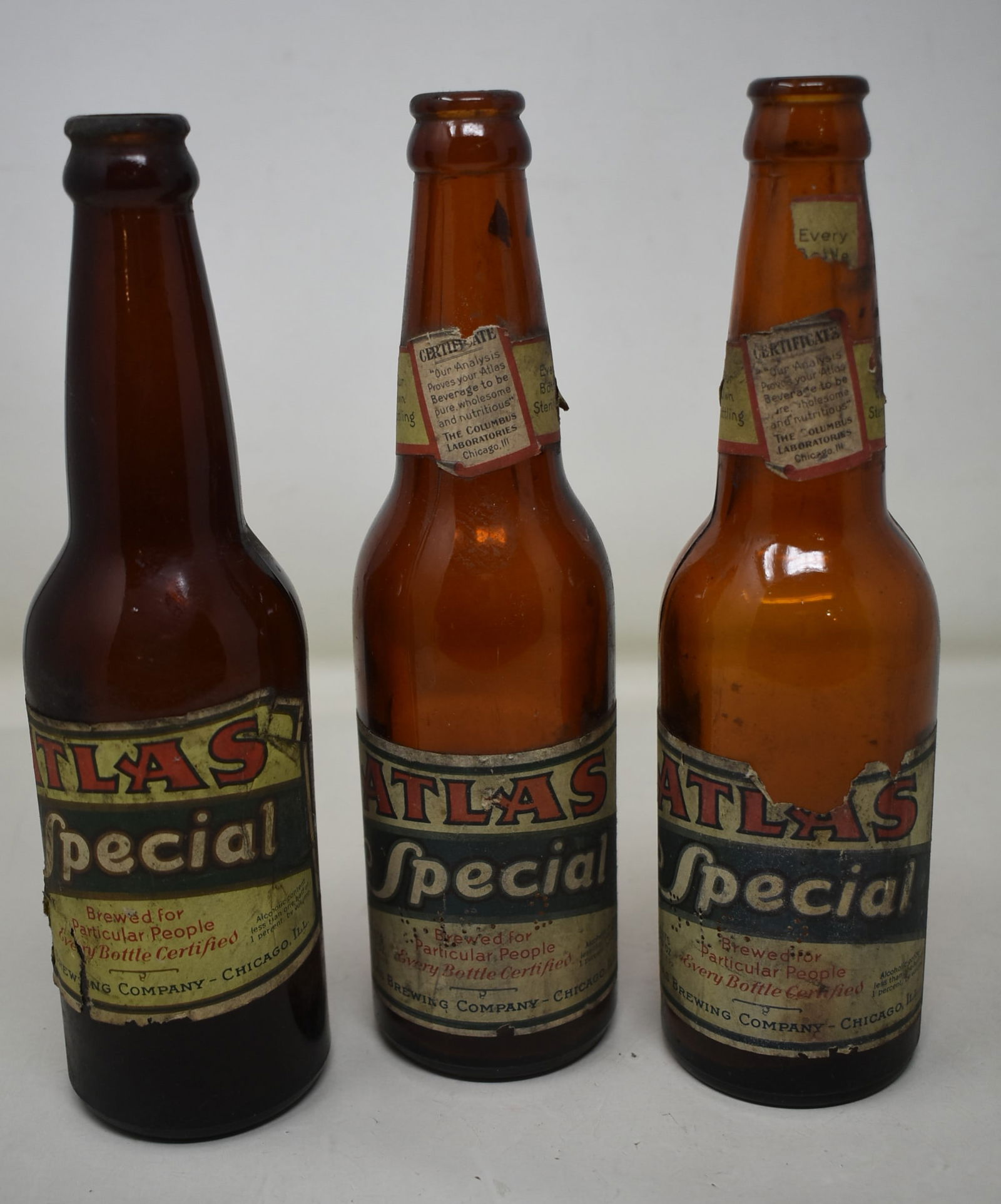 3 Atlas Special Chicago Long Neck Beer Bottles (1 of 3)