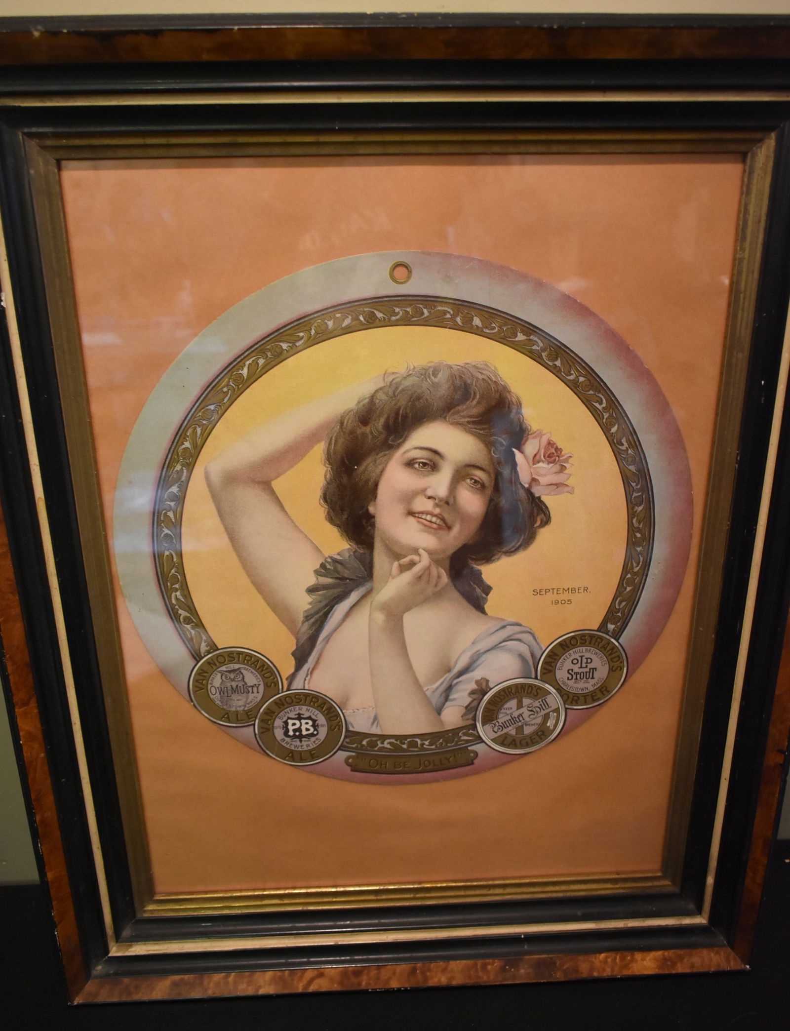 Beautiful 1905 Bunker Hills Brewing Co. Calendar Advertising Piece Framed (1 of 3)