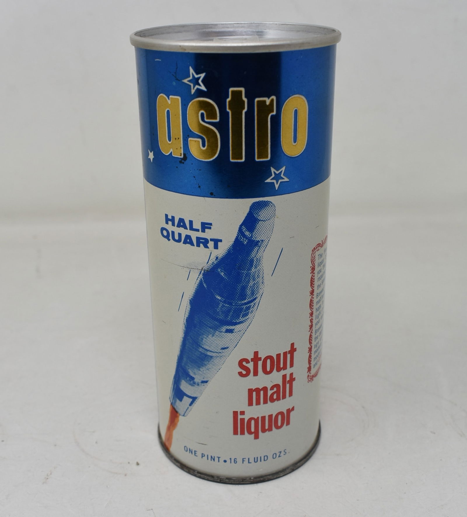 Astro Stout Malt Liquor 16 Ounce Half Quart Soft Top Zip Tab Can Air Sealed USBC 138-17 (1 of 5)
