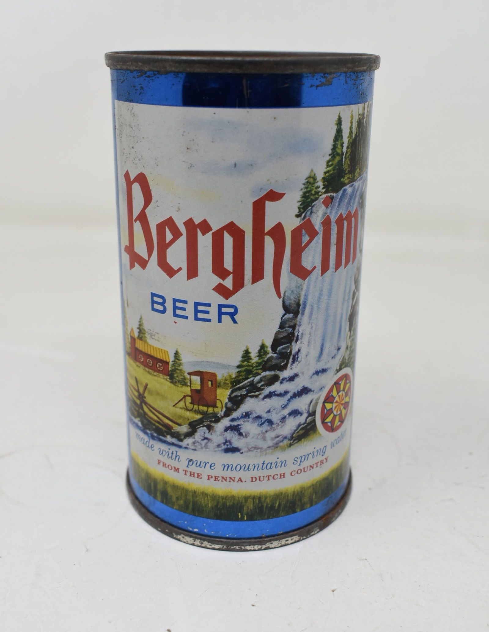 Bergheim Beer Flat Top Old Reading SS Beer Can USBC 35-40 Pennsylvania Tax stamp (1 of 6)
