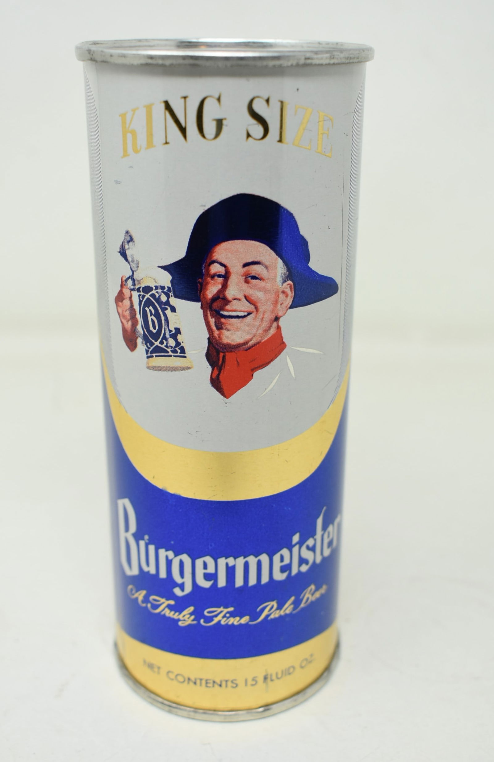 Burgermeister Beer 15 oz King Size SS Pull Tab Can Air Sealed (1 of 6)
