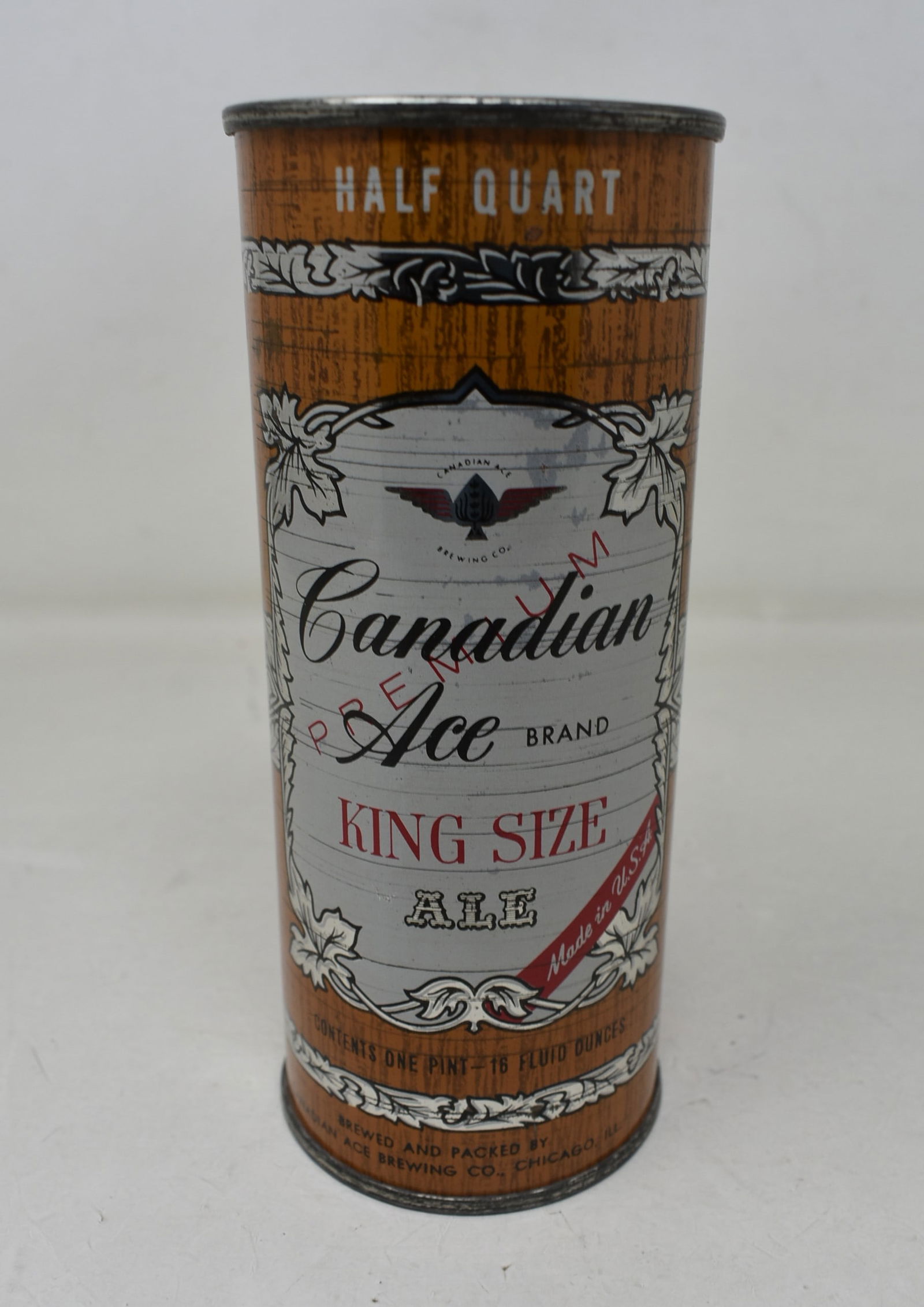 Canadian Ace Ale  16 oz Half Quart  UNLISTED SS Tab Top Can Air Sealed Red Accent  Band (1 of 6)