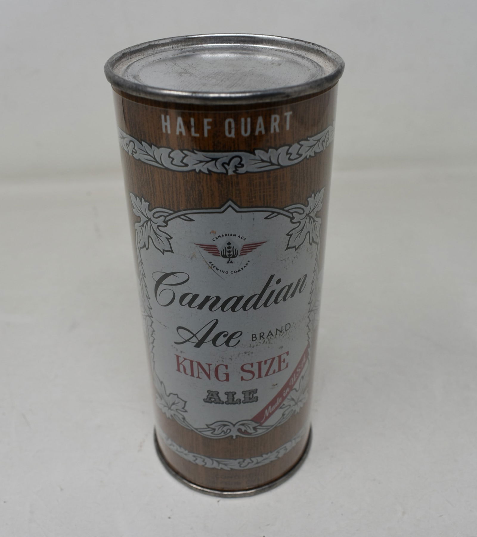 Canadian Ace Ale Beer 16 oz Half Quart SS Flat Top Can UNLISTED Air Sealed similar to 227-19 Red Acc (1 of 5)