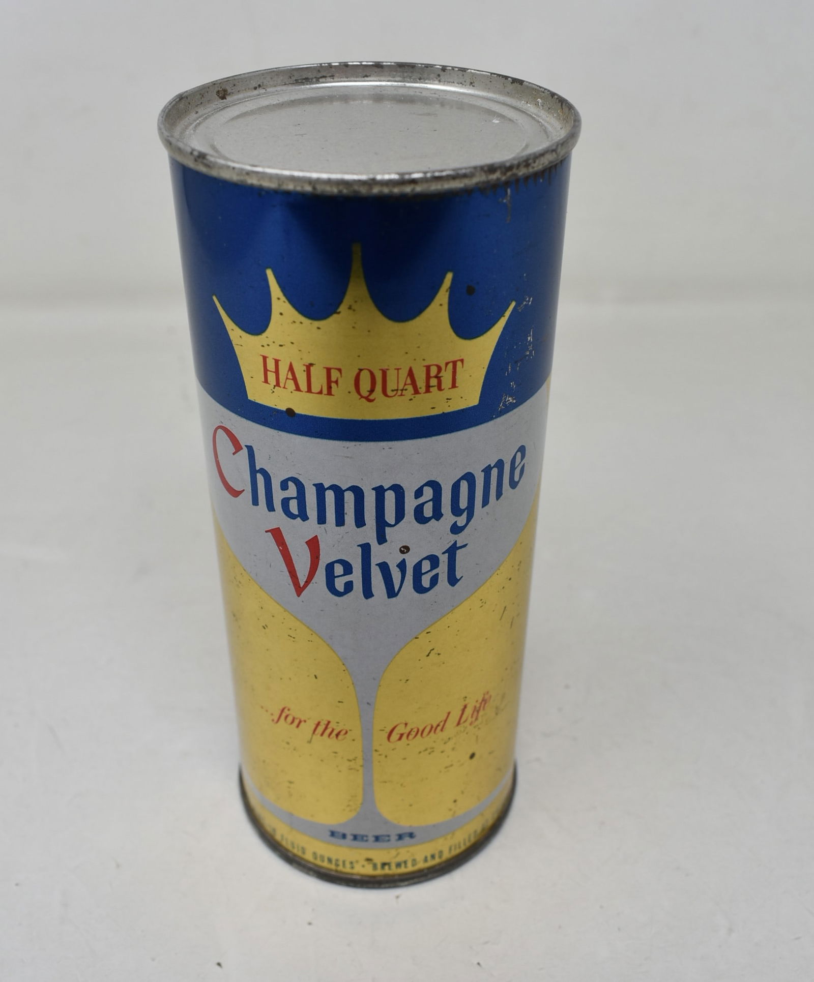 Champagne Velvet Half Quart SS Flat Top Beer Can Air Sealed (1 of 5)