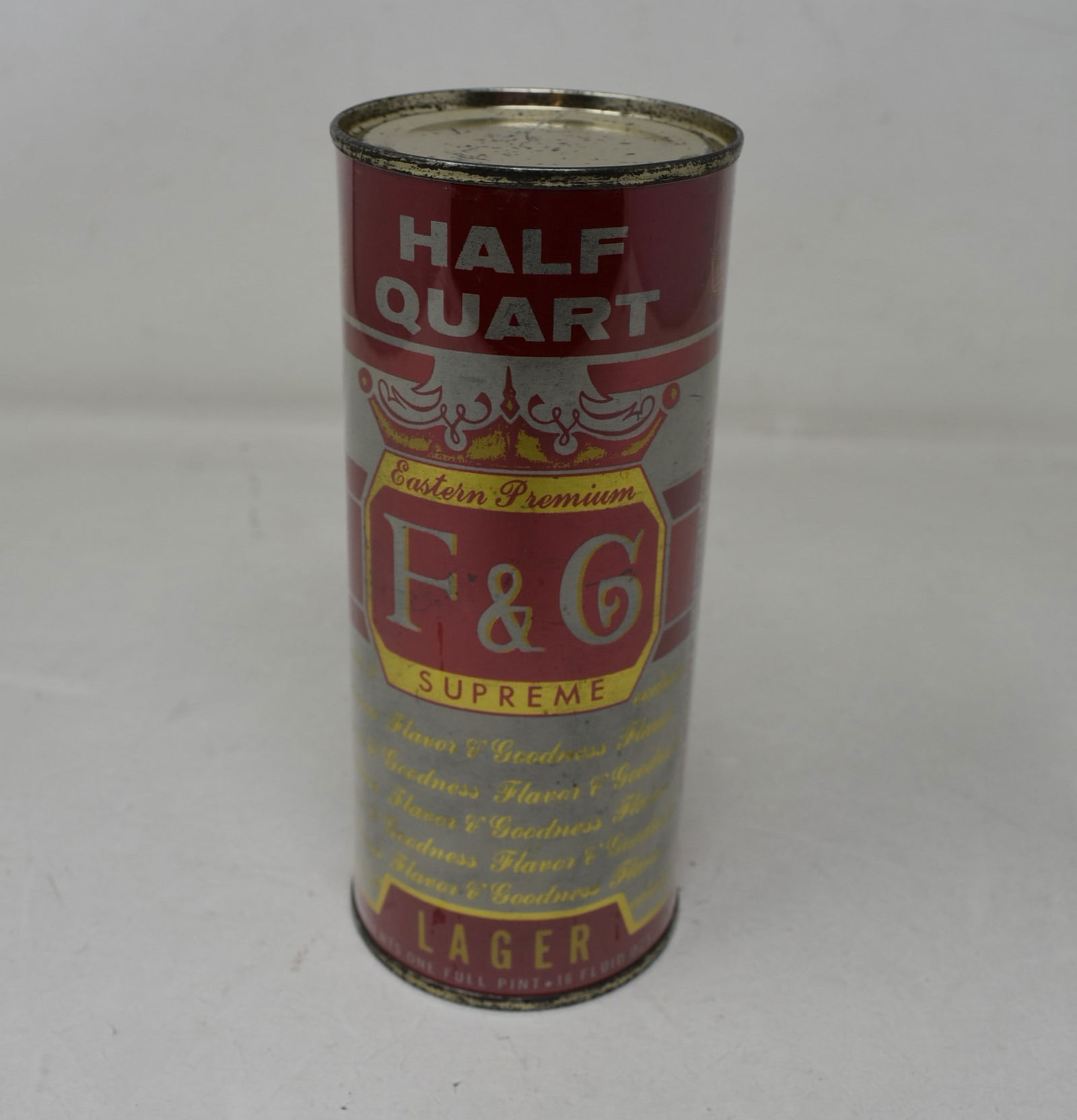 F & G Supreme ALTAS 16 Ounce Half Quart SS Flat Top Beer Can Air Sealed USBC 229-5 TOUGH (1 of 6)