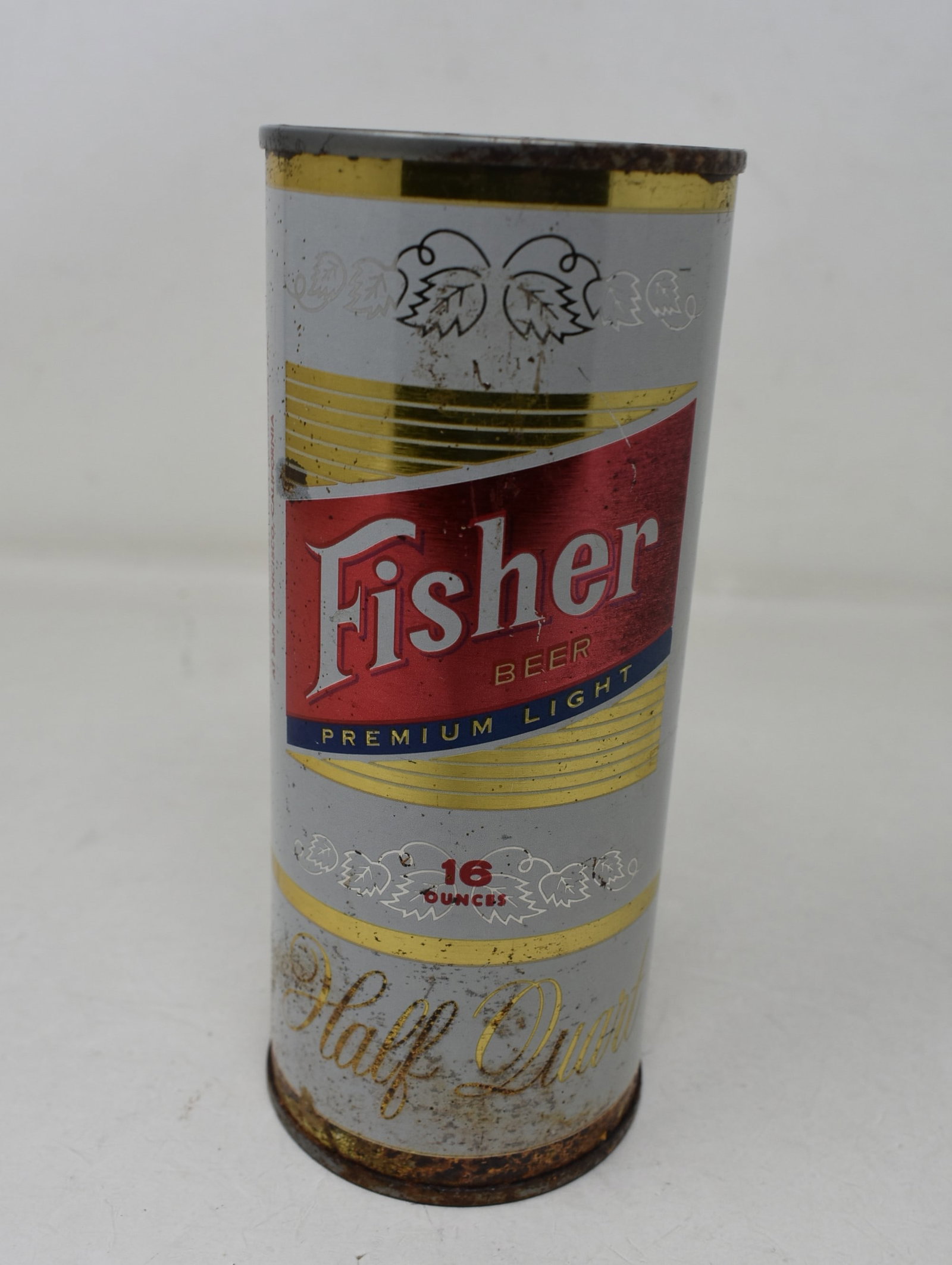 Fisher Beer Half Quart SS Flat Top Can (1 of 7)