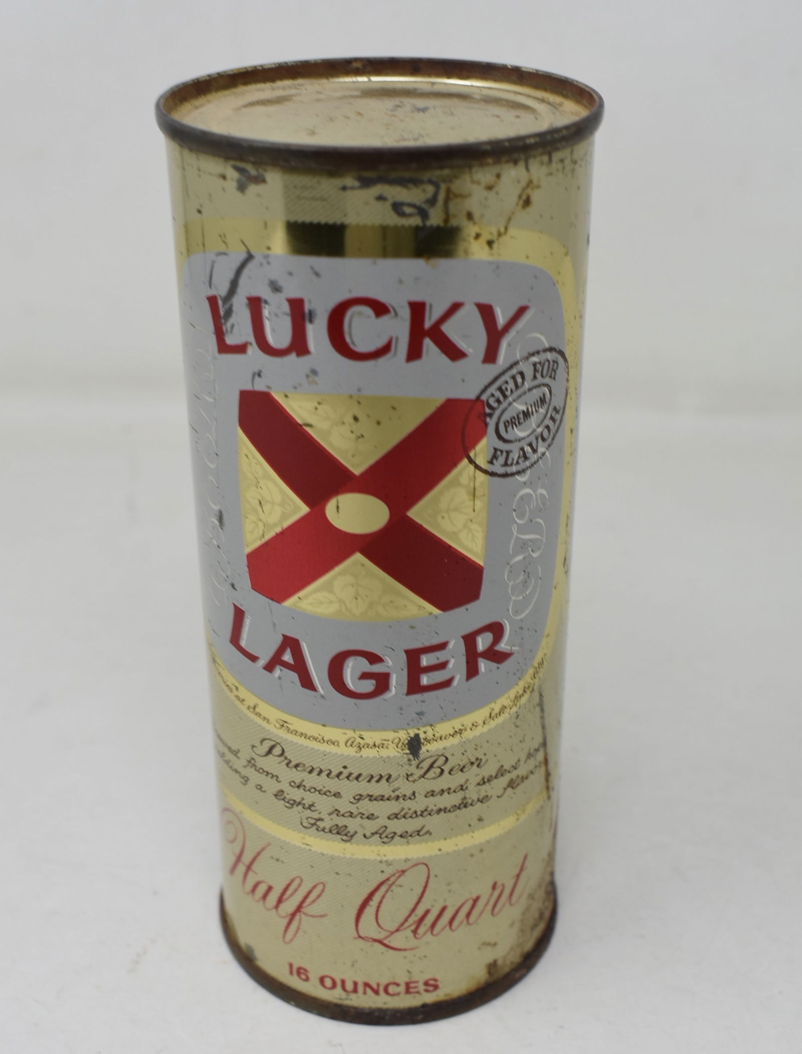Lucky Lager Half Quart SS Flat Top Beer Can (1 of 5)