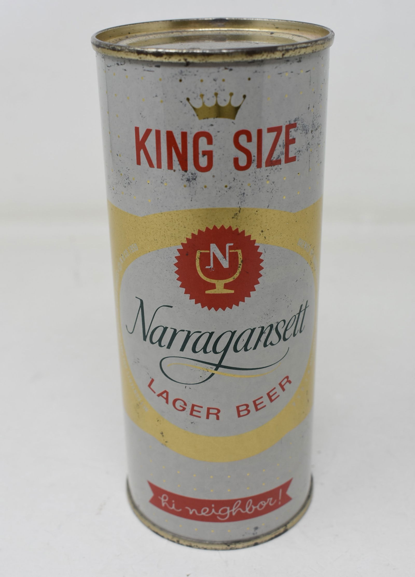 Narragansett Lager Beer King Size Half Quart SS Flat Top Can Air Sealed (1 of 5)
