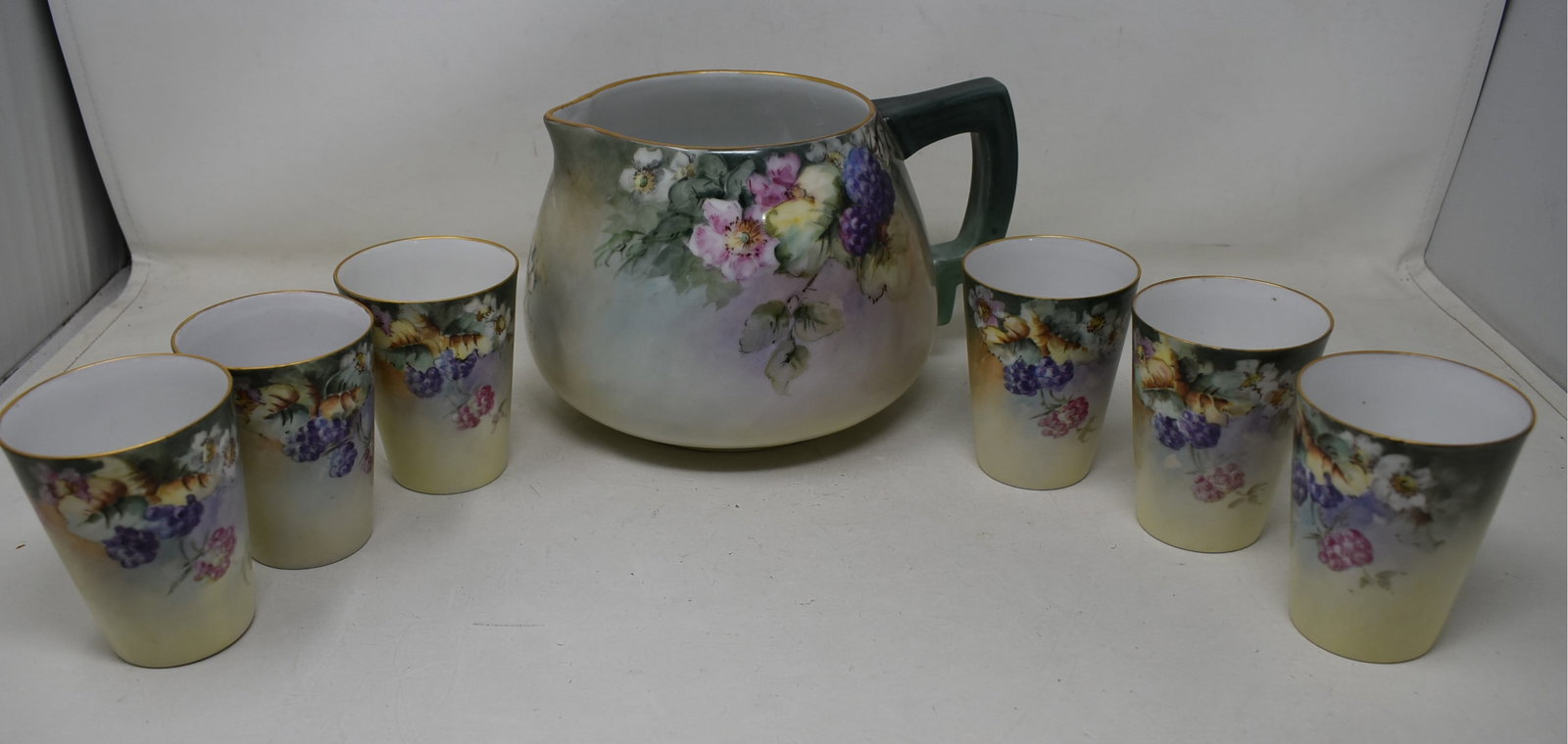 TK Czechoslovakia Porcelain Cider Pitcher Set: TK Czechoslovakia Porcelain Cider Set, Pitcher and 6 Glasses. In nice condiition.
