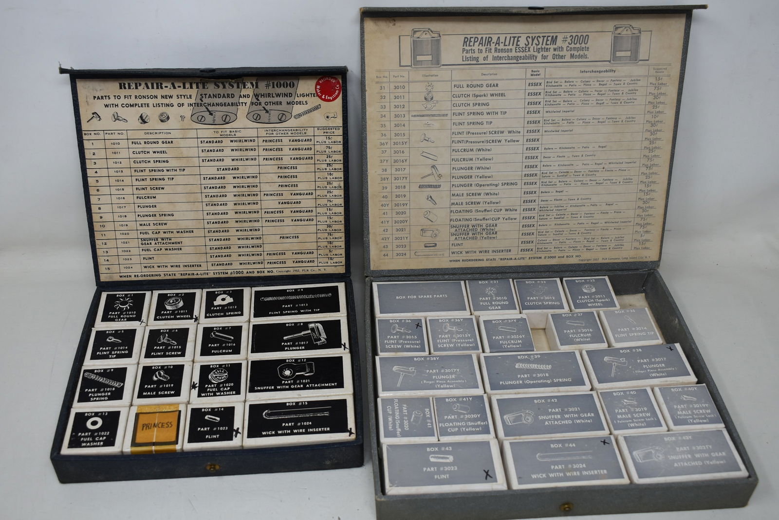 2 Boxes of Ronson Lighter Parts: 2 Boxes of Ronson Lighter Parts, parts are in original boxes inside.