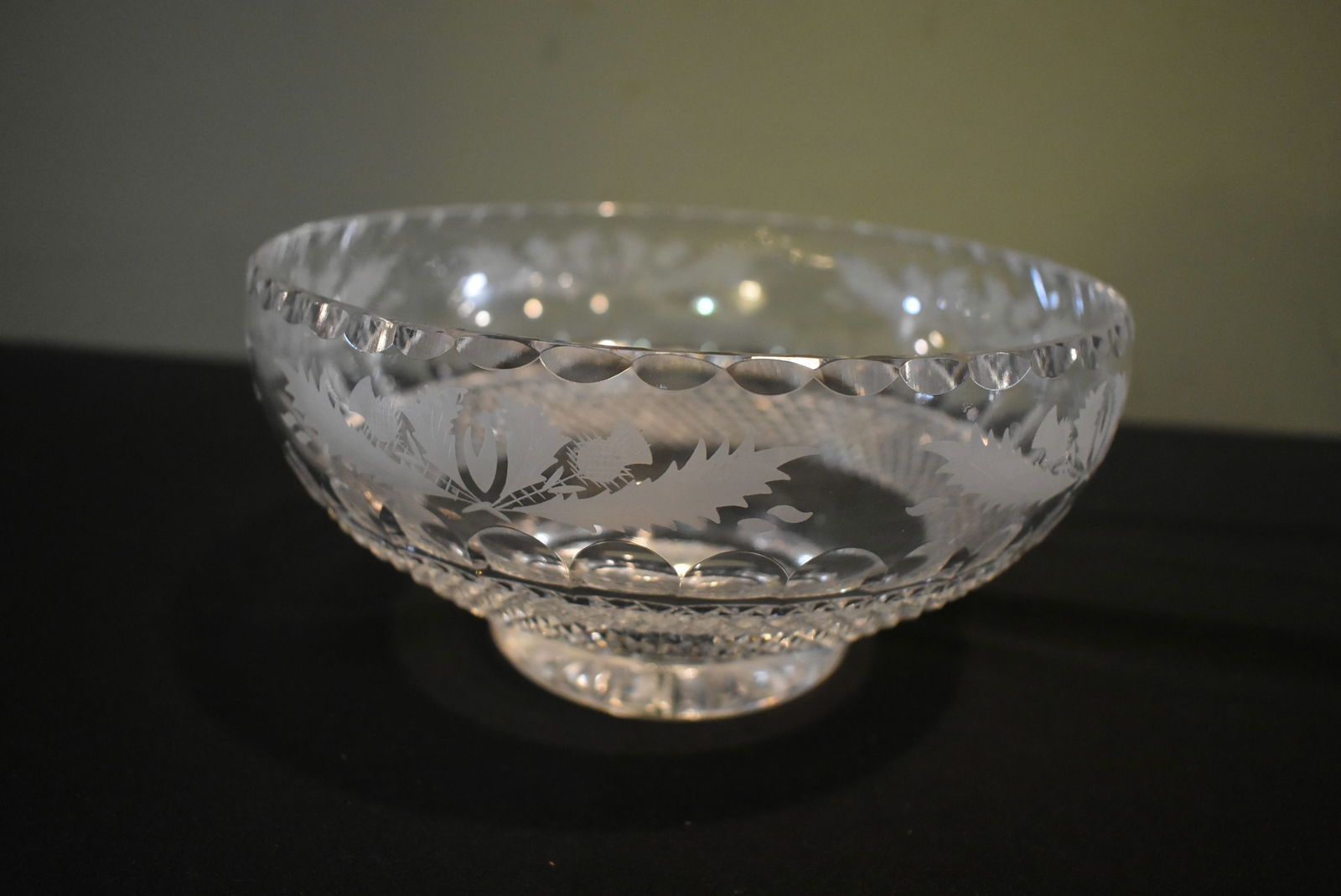 Edinburgh Scottish Crystal "Thistle" 10" Footed Bowl (1 of 4)
