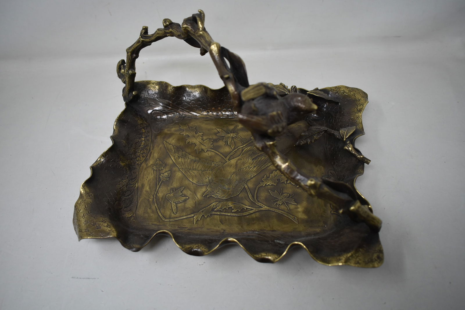 Heavy Decorative Metal Tray with Birds (1 of 4)
