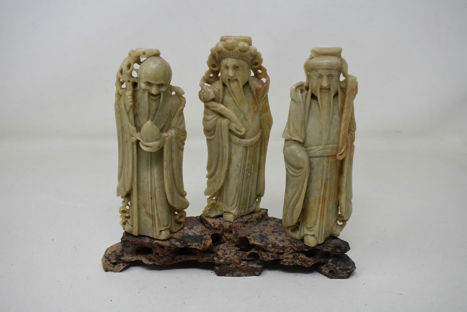 Chinese 3 Wiseman Carved Soapstone (1 of 4)