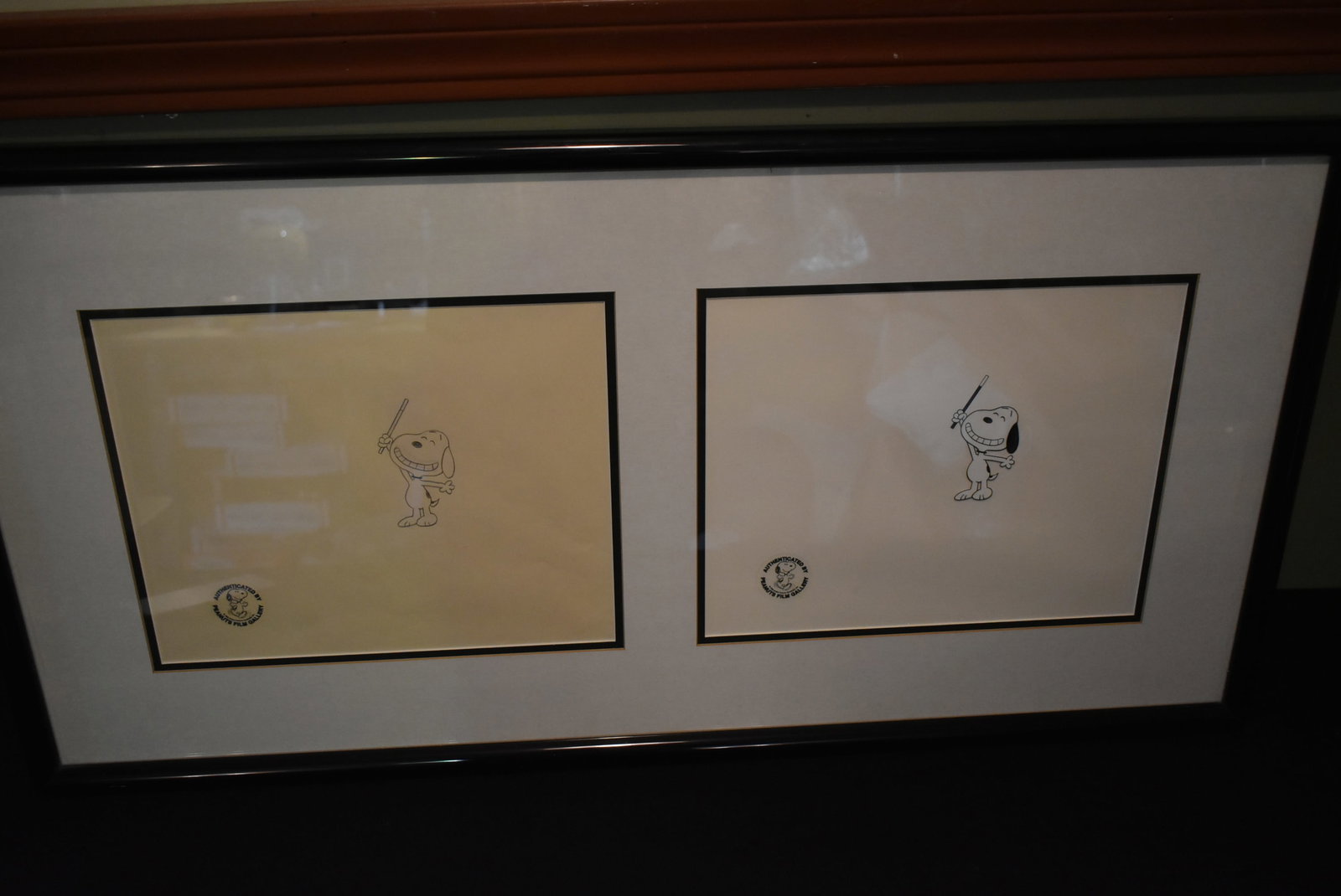 Peanuts Snoopy Cel: Peanuts Snoopy Cel & Pencil Framed. It measures 34"x 18" and in nice condition.