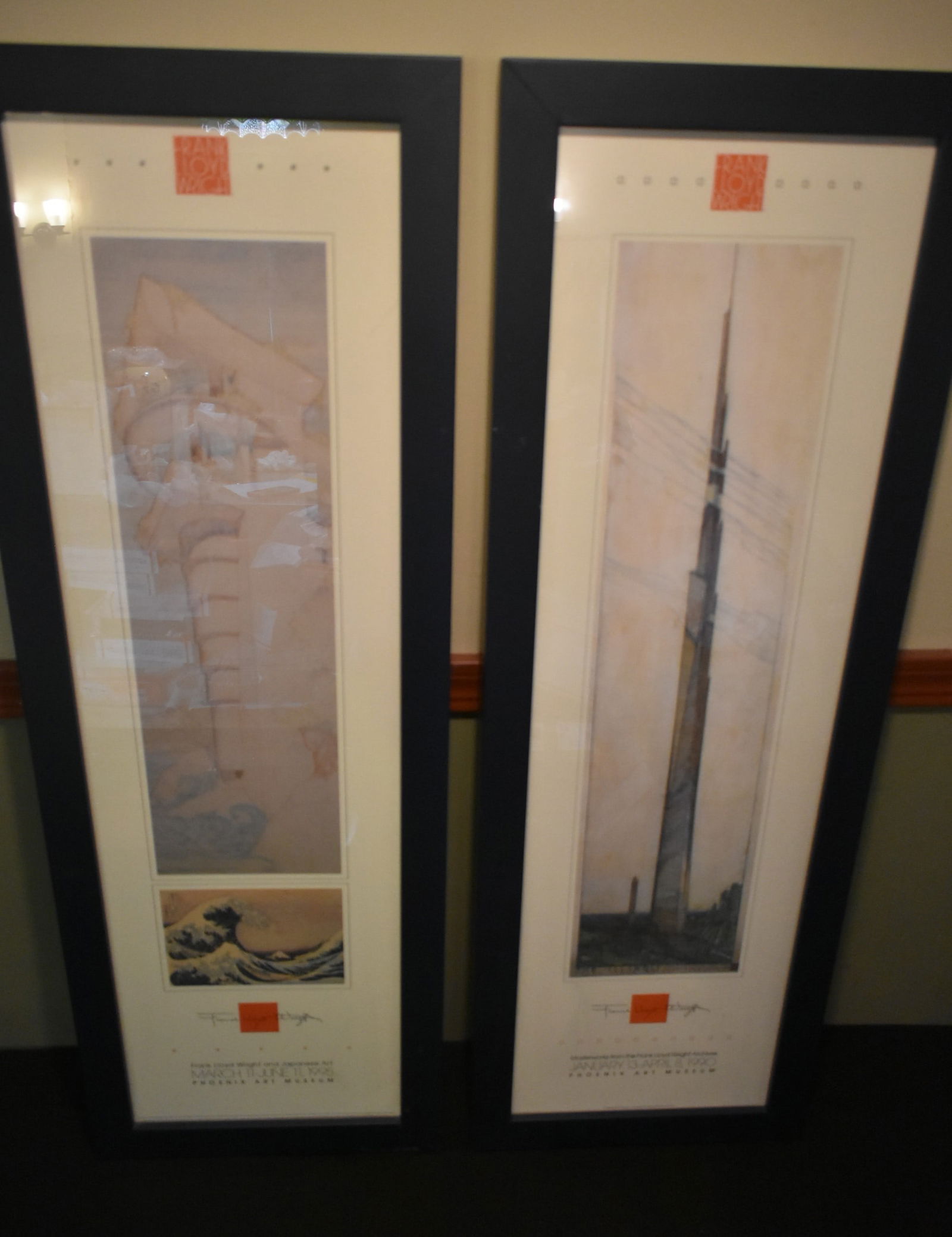 2 Frank Lloyd Wright Phoenix Art Museum Lithographs 1990 & 1995 Framed (1 of 9)
