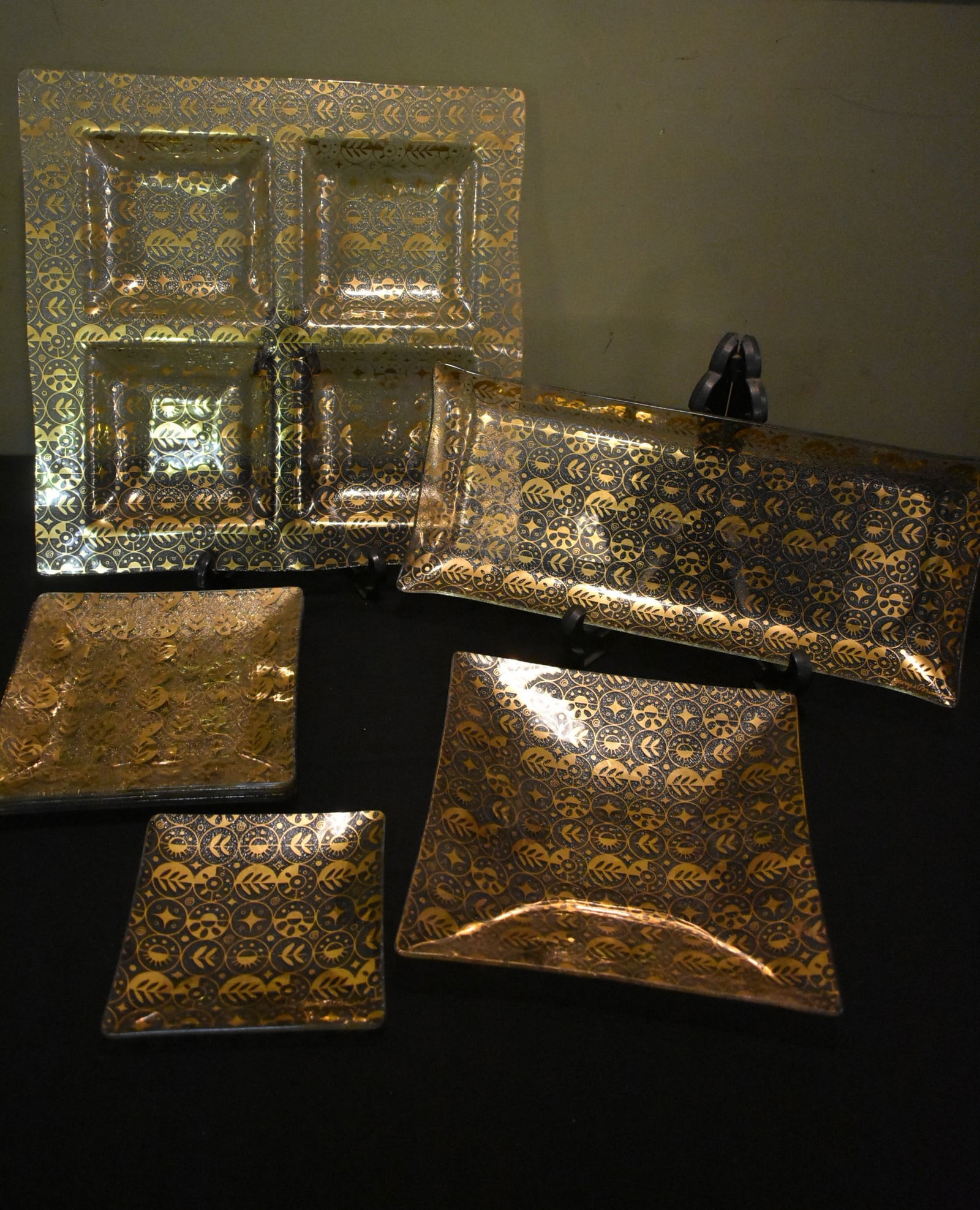 Signed Georges Briard 9 pc Mid-Century Serving Set (1 of 5)