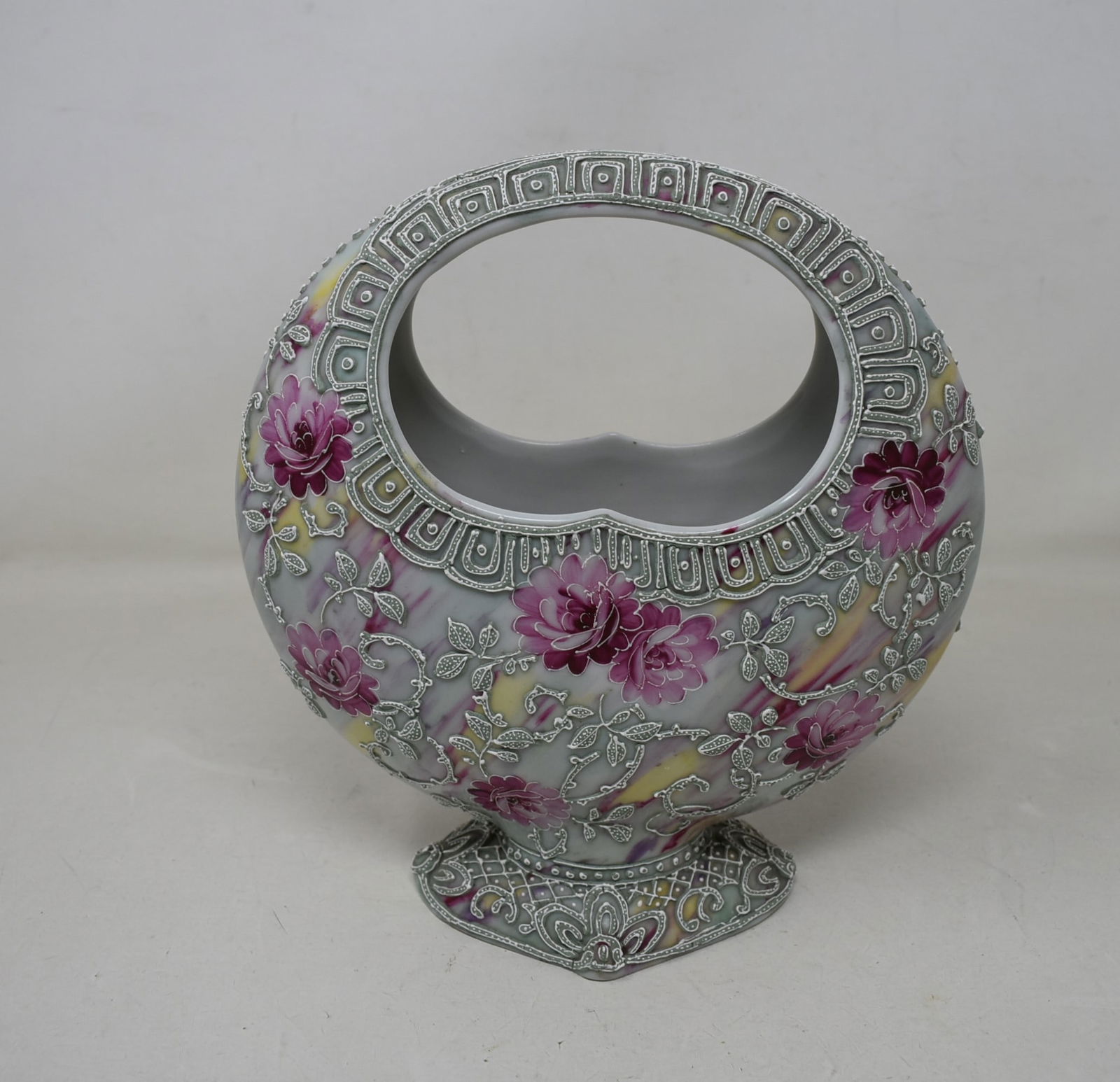 Antique Japan Moriage Nippon Moon Vase / Basket Vase (1 of 5)