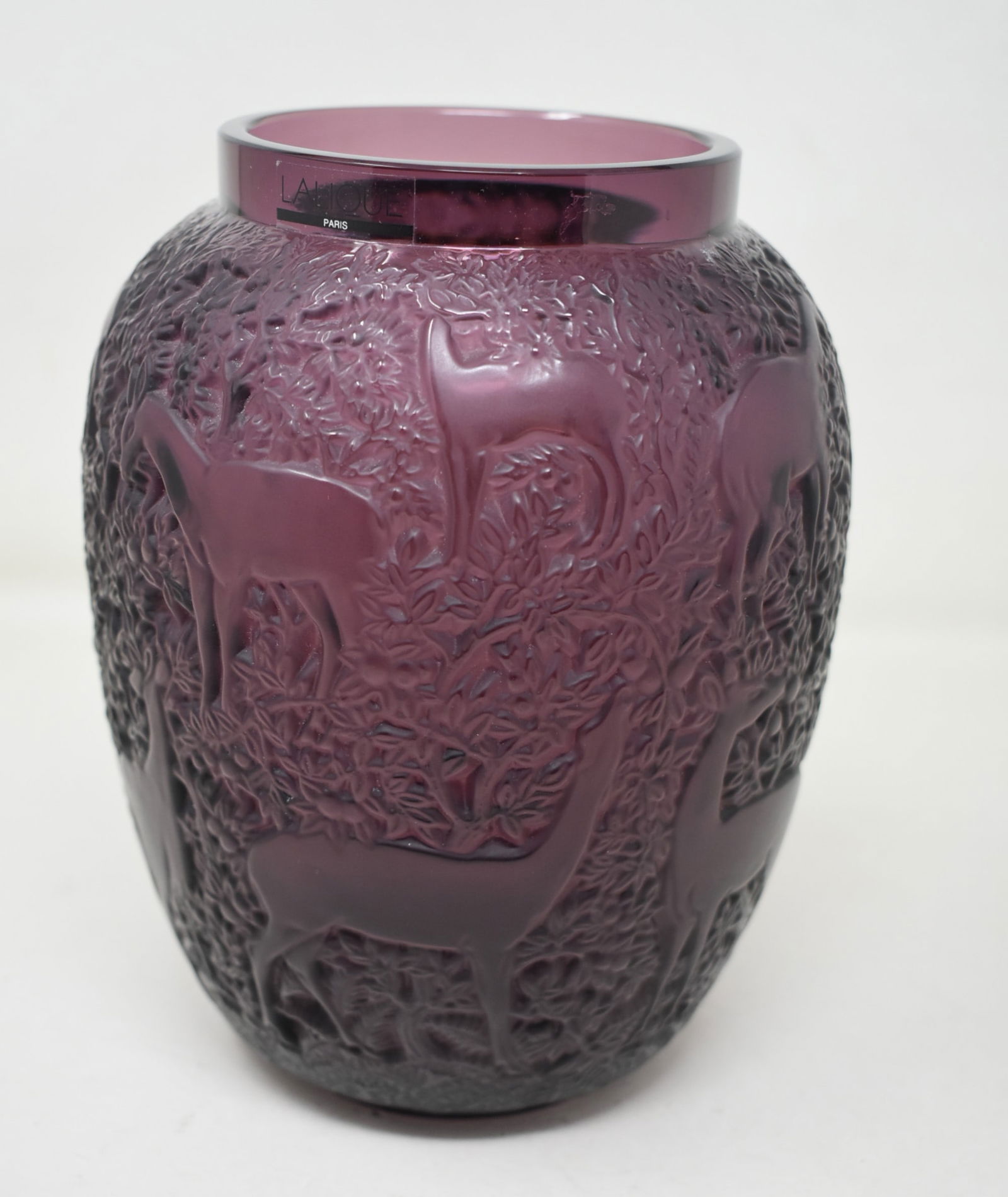 Lalique France Amethyst Crystal "Biches" 7" Vase (1 of 7)