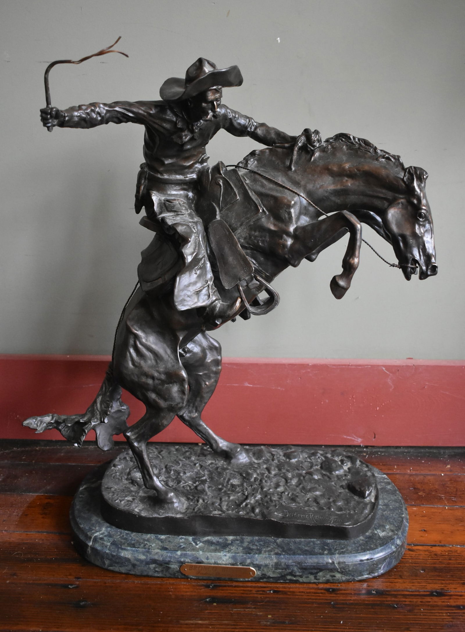 Frederic Remington 24" Bronze "Bronco Buster" on Marble Base (1 of 7)