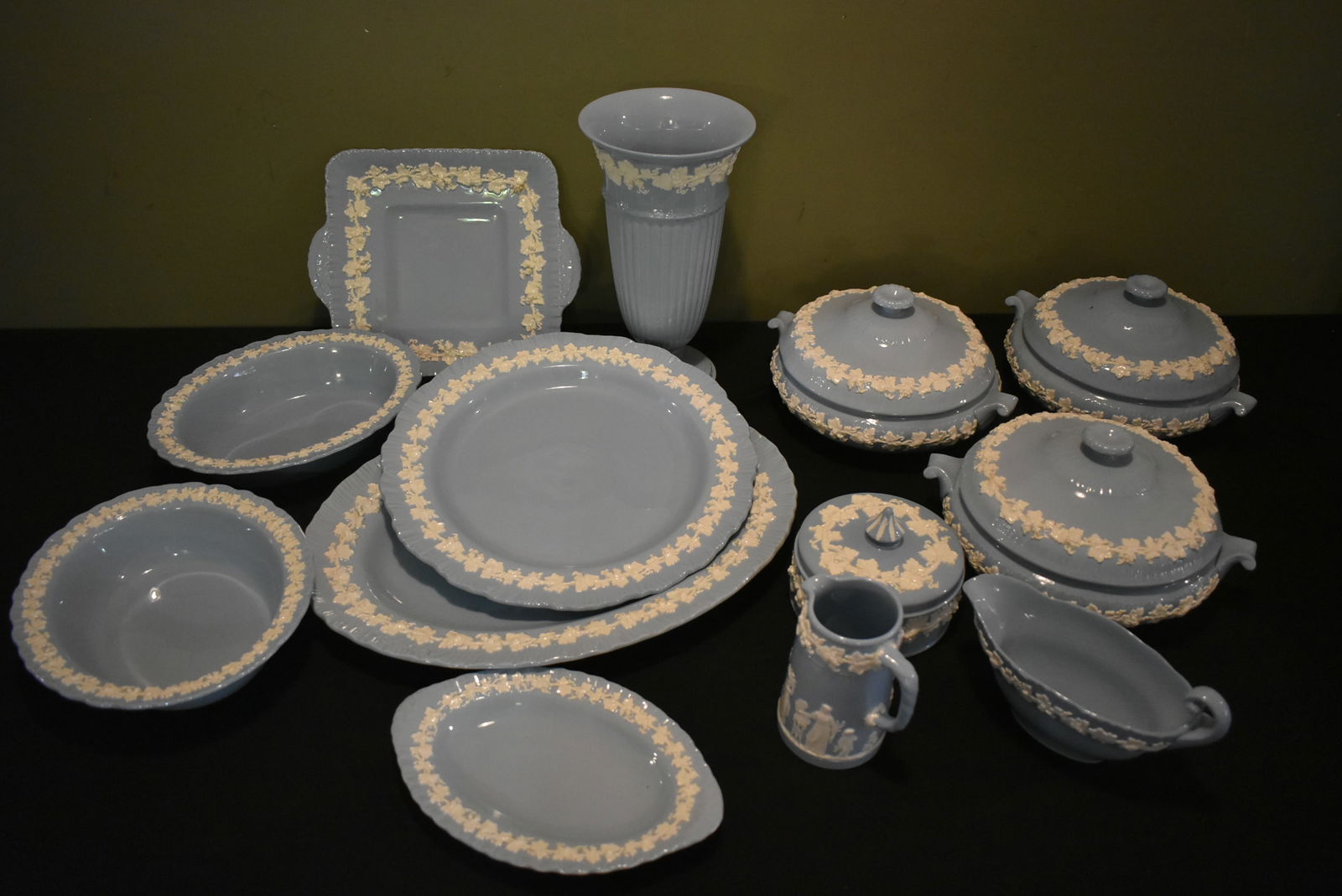 Lot of 13 Wedgewood Cream Embossed Queensware Serving Pieces (1 of 6)