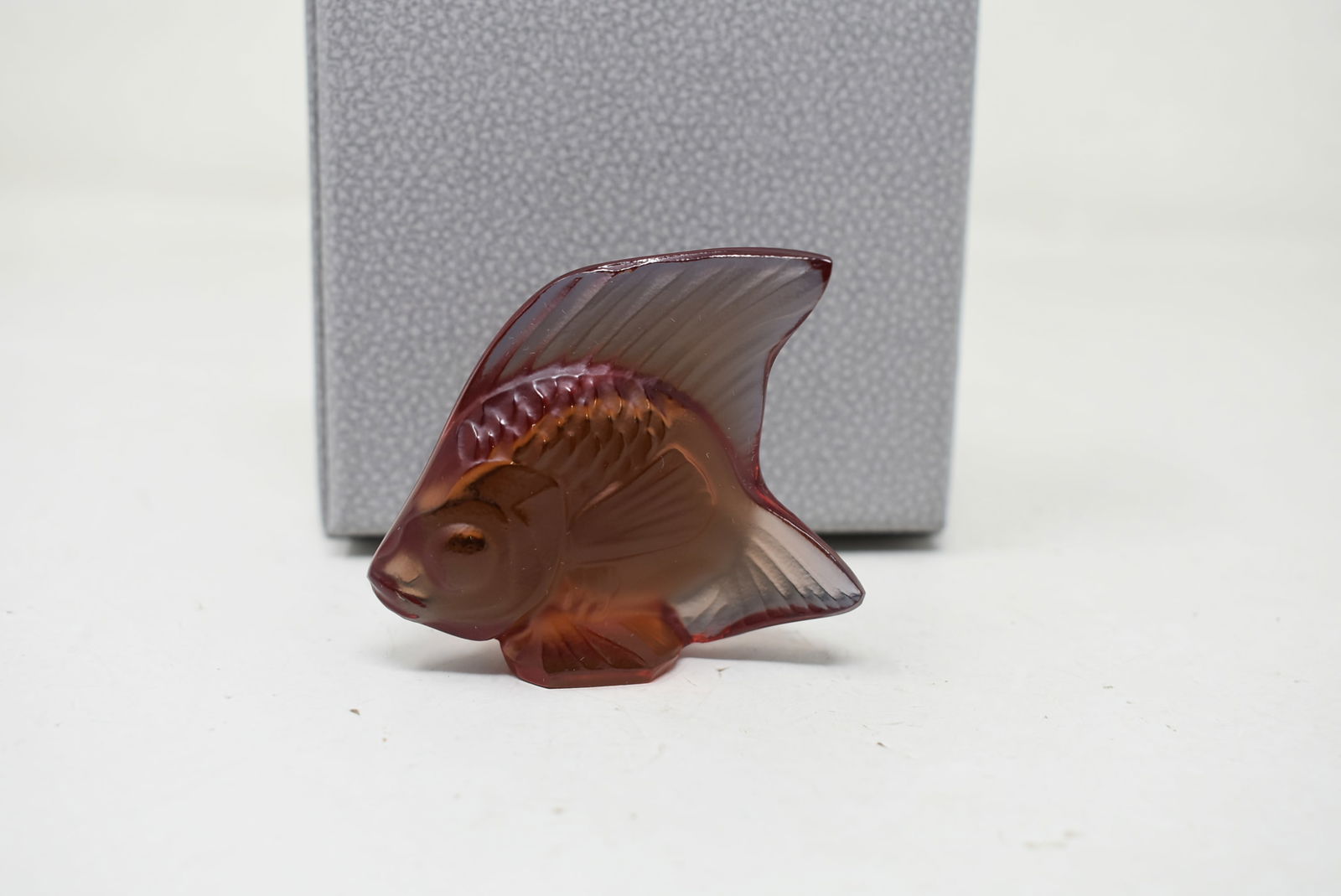 Lalique Amber Crystal Fish in Original Box (1 of 3)