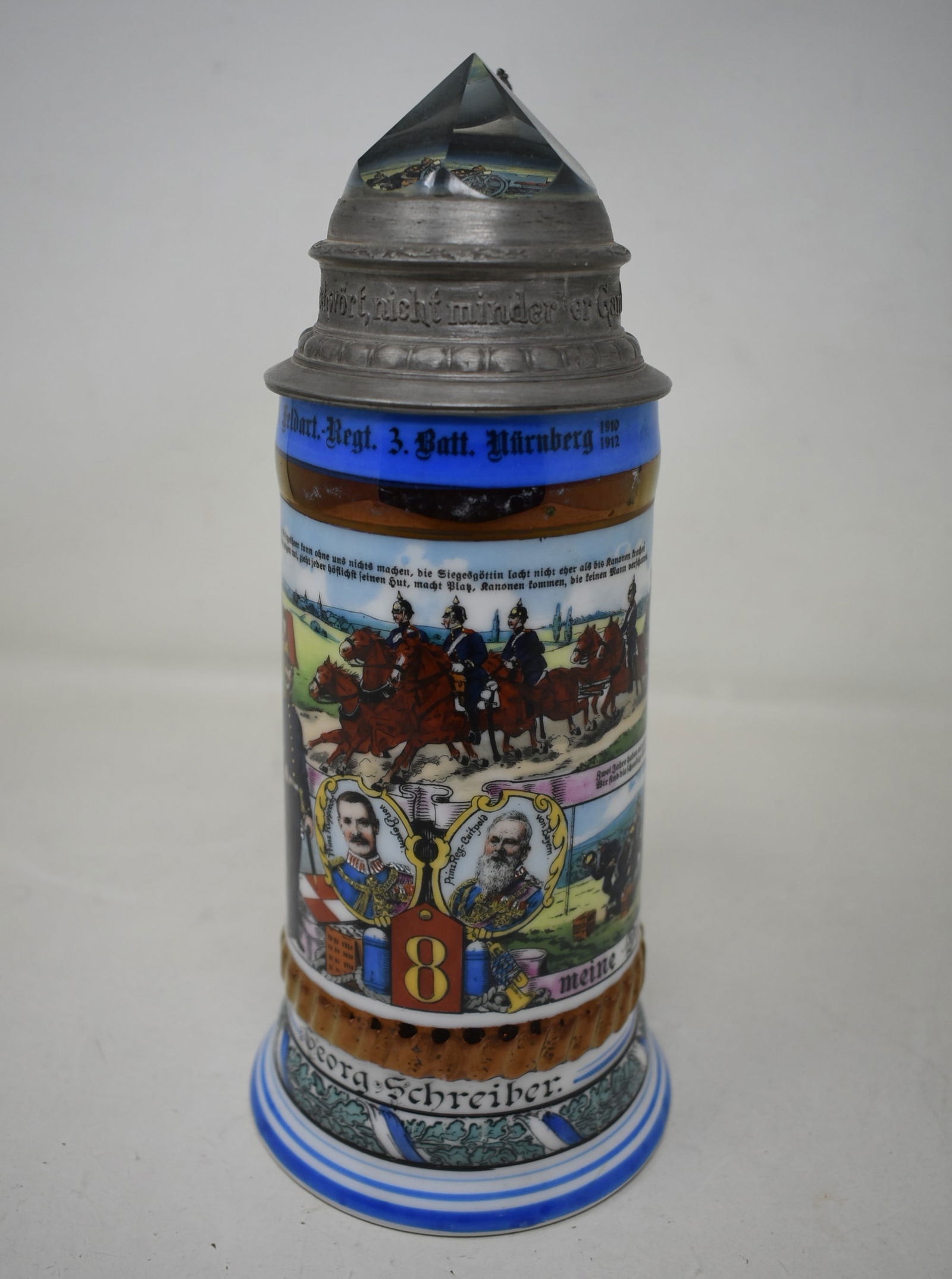 1/2 Liter Regimental Beer Stein with Prism Lid 1910-1912 (1 of 7)