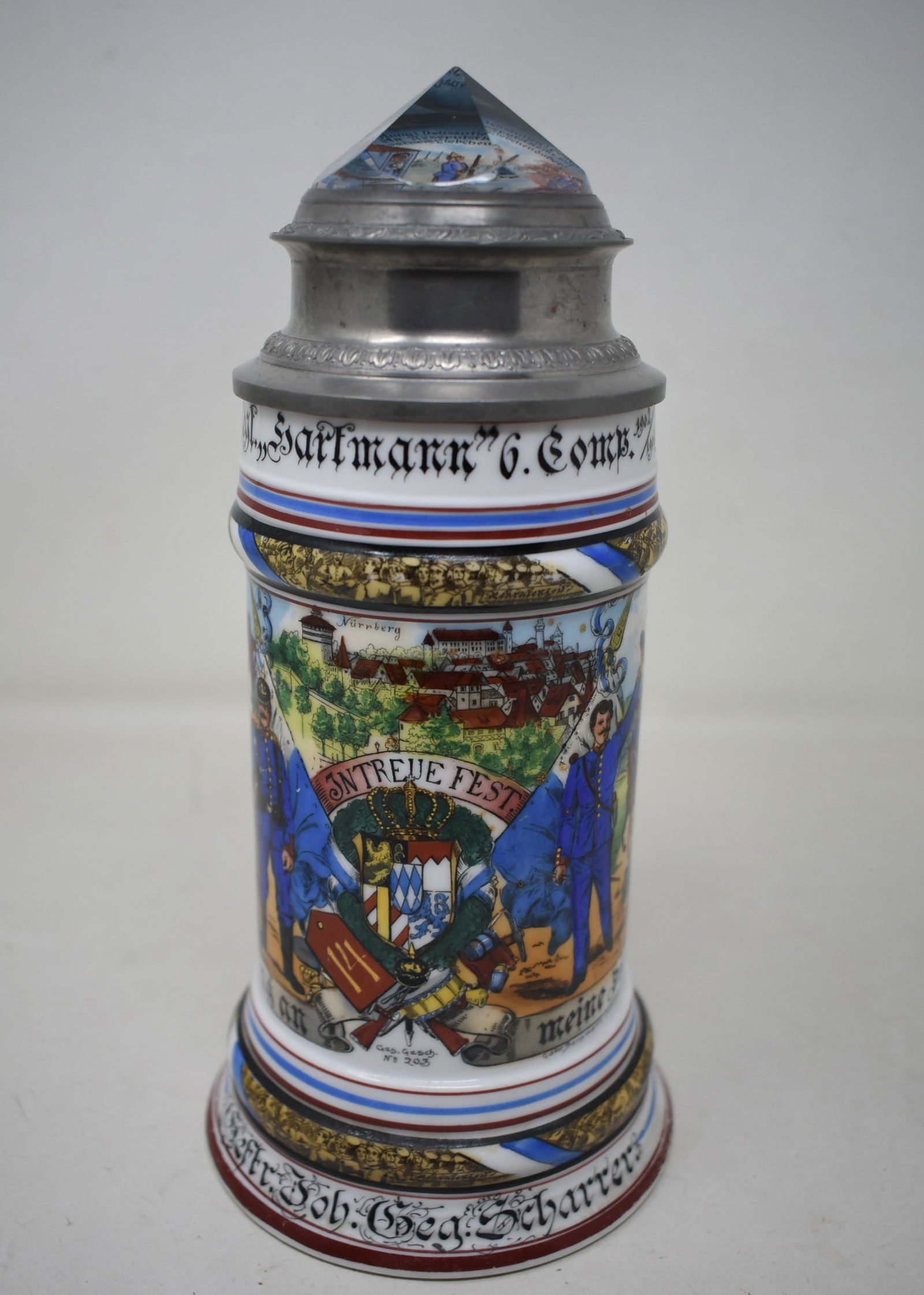 1/2 Liter Regimental Beer Stein with Prism Lid 1902-1904 (1 of 6)