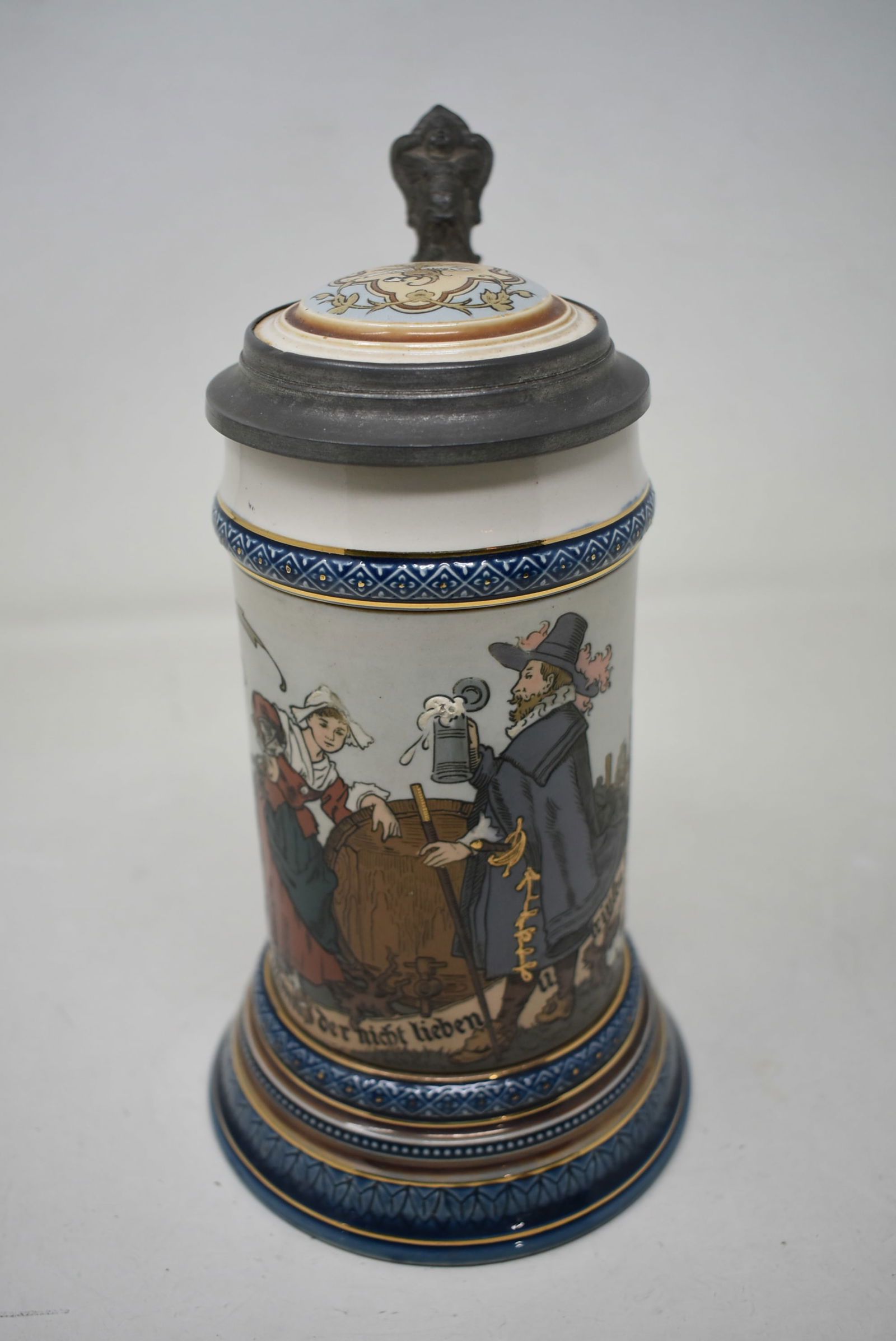 Mettlach 2230 1/2 Liter Barkeep & Fancy Man Beer Stein w Musicbox (1 of 6)