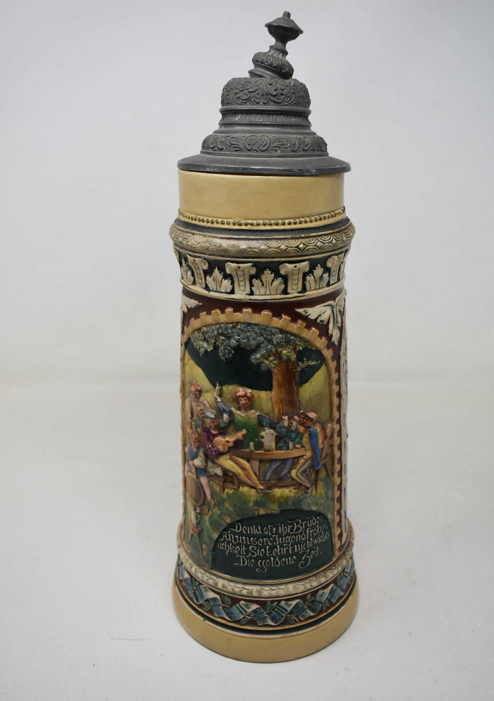 2 Liter Pottery Beer Stein with Festive Scene (1 of 6)