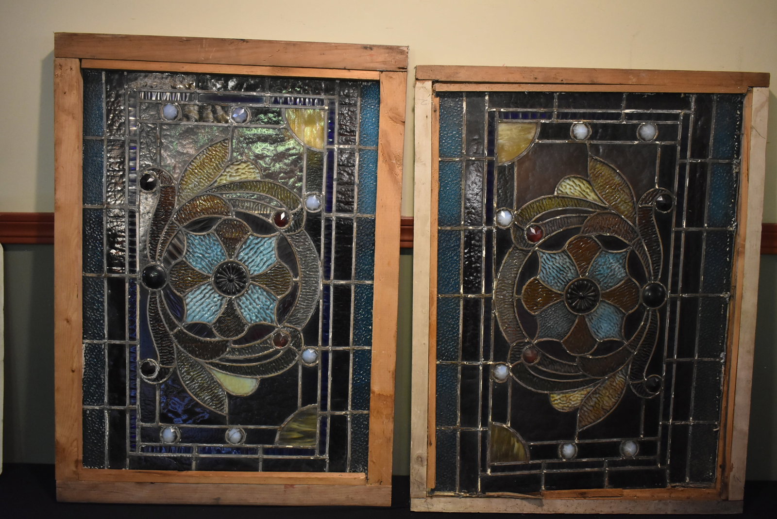 Pair of Antique Stained Glass Windows (1 of 9)