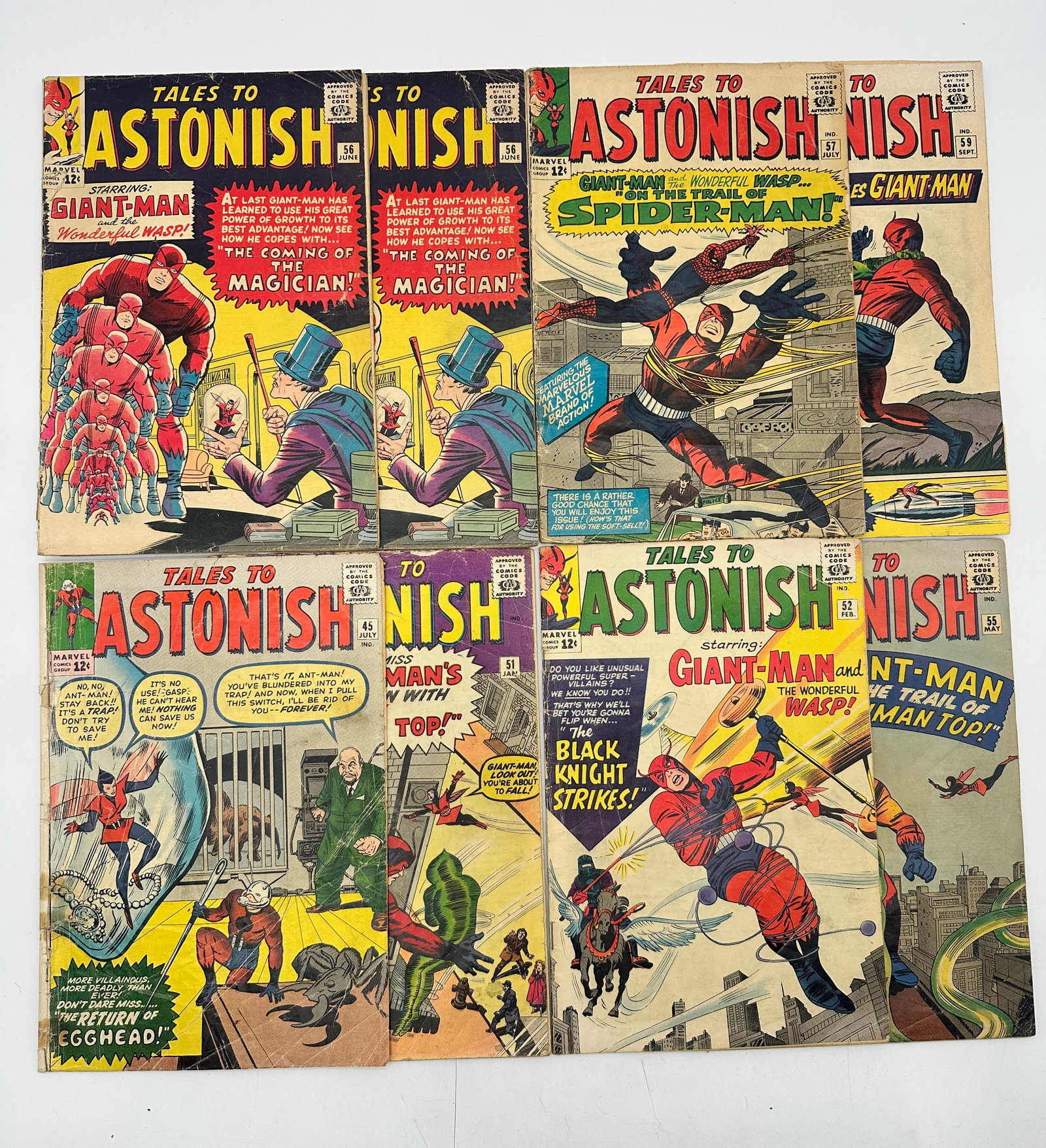 Tales to Astonish #45 2nd wasp 51, 52, 54 (coverless) 55, 56 (x2) 57 Spider-Man & 59: Tales to Astonish #45 2nd wasp 51, 52, 54 (coverless) 55, 56 (x2) 57 Spider-Man & 59 - condition is as shown in the Photos