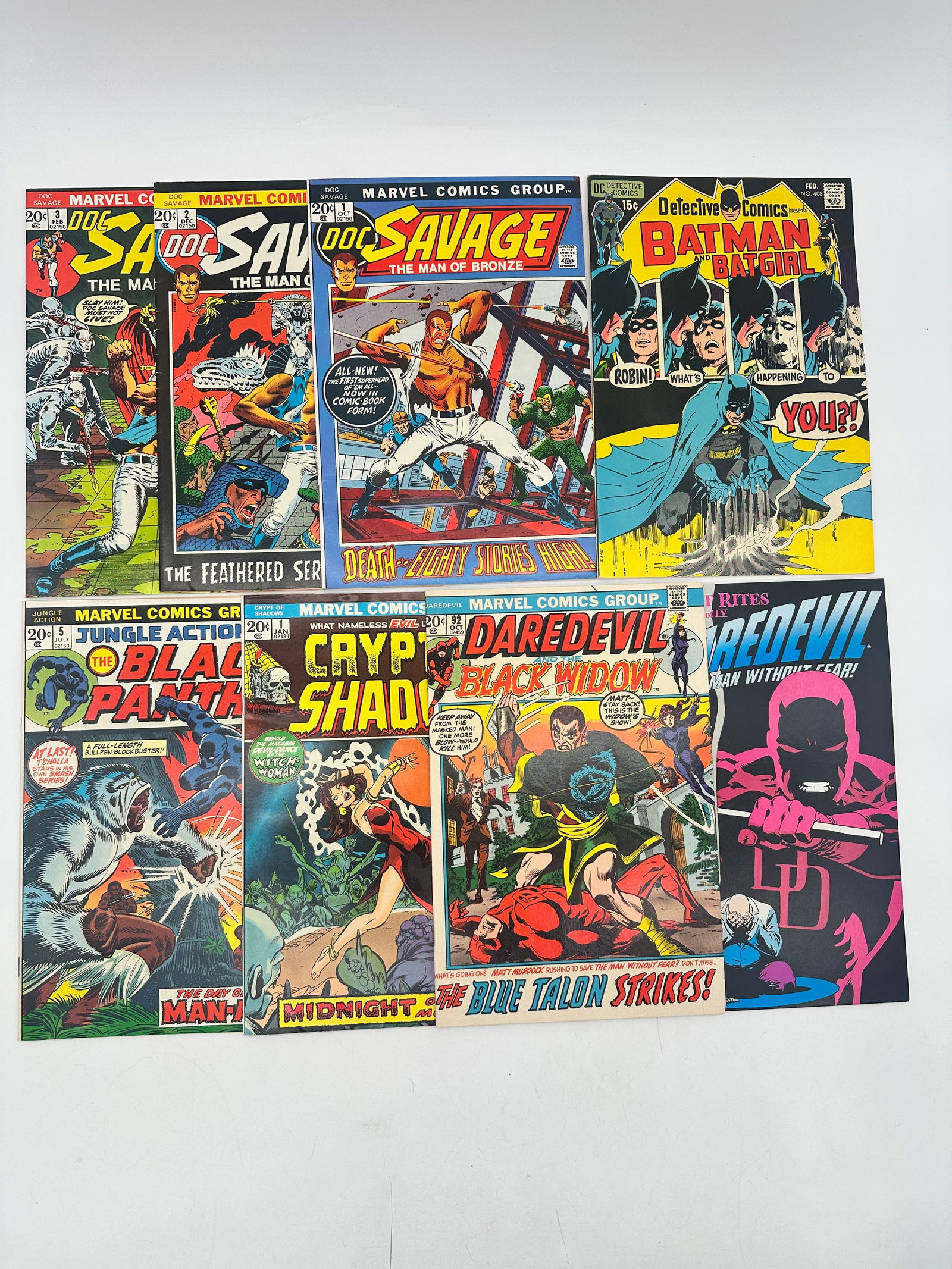 Mixed Lot of Comic Books Including Doc Savage 1,2,3 Daredevil Batman Crypt of Shadows (1 of 4)