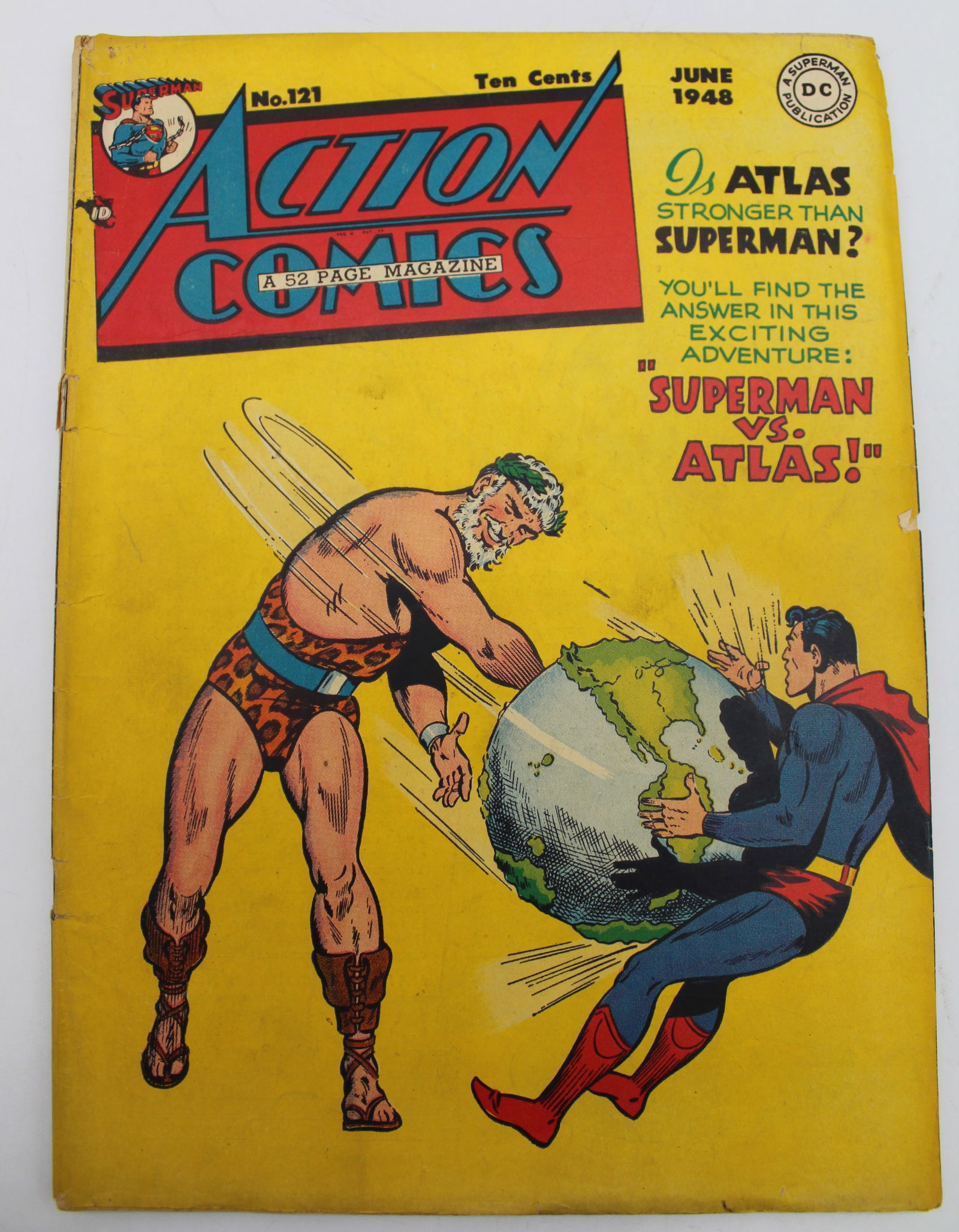 Action Comics 121 (1948) Superman Vs. Atlas: Action Comics 121 (1948) Superman Vs. Atlas - Spine Splits and bends as shown Please See the Photos for condition