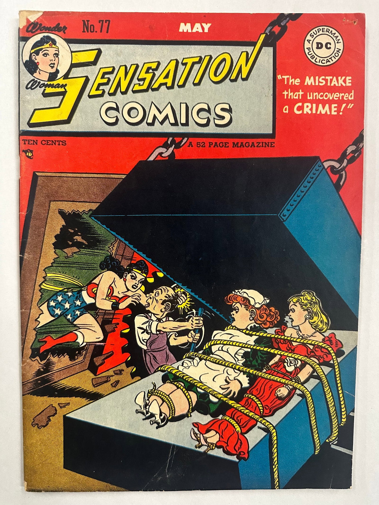 Sensation Comics #77 (1948) Wonder Woman Bondage Cover: Sensation Comics #77 (1948) Wonder Woman Bondage Cover - Chips, Tears, wear & bends etc. as shown Please See the Photos for condition