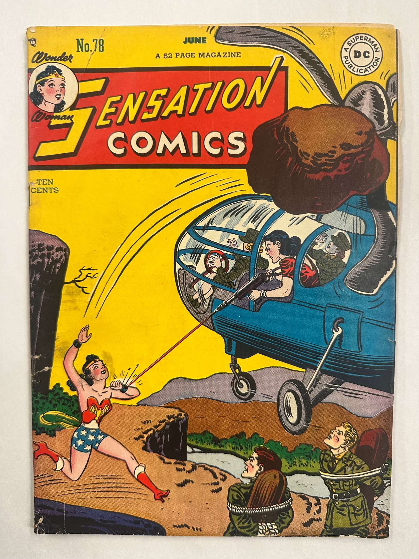 Sensation Comics #78 (1948) Wonder Woman Male Bondage Cover: Sensation Comics #78 (1948) Wonder Woman Male Bondage Cover - Chips, Tears, wear & bends etc. as shown Please See the Photos for condition