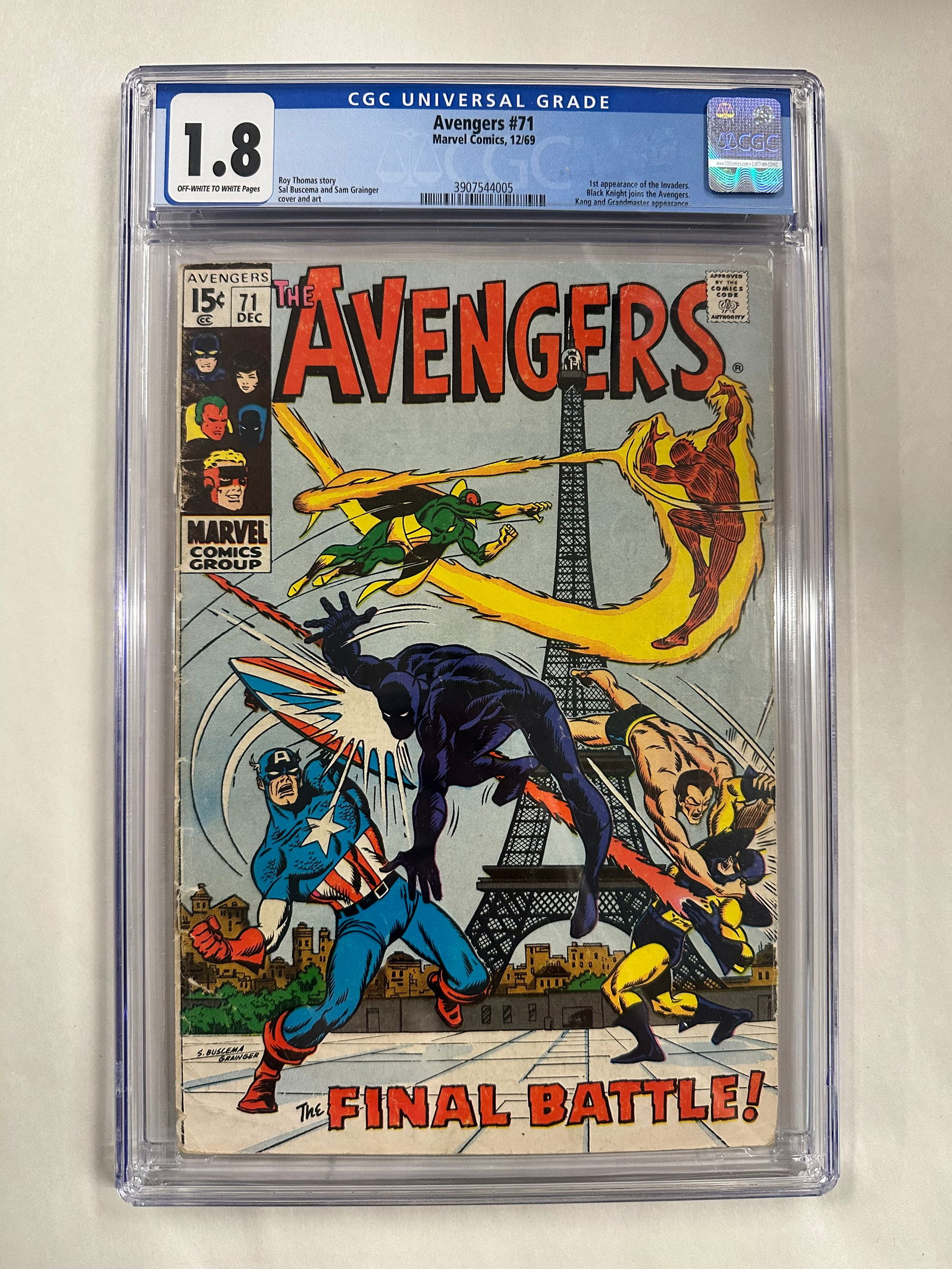 Avengers #71 CGC 1.8 - 1st Appearance of the Invaders, Black Knight Joins Avengers (1 of 3)