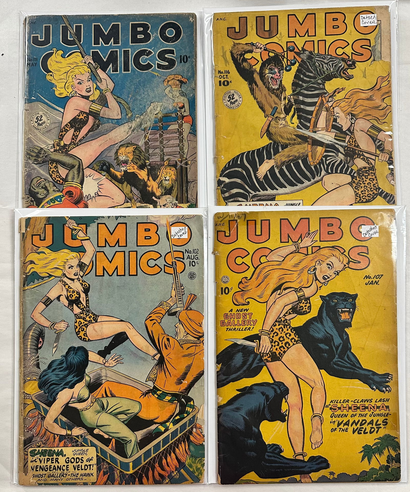 4 Jumbo Comics From the Late 1940's w/ Sheena Jungle Girl 102 107 111 116 (1 of 7)