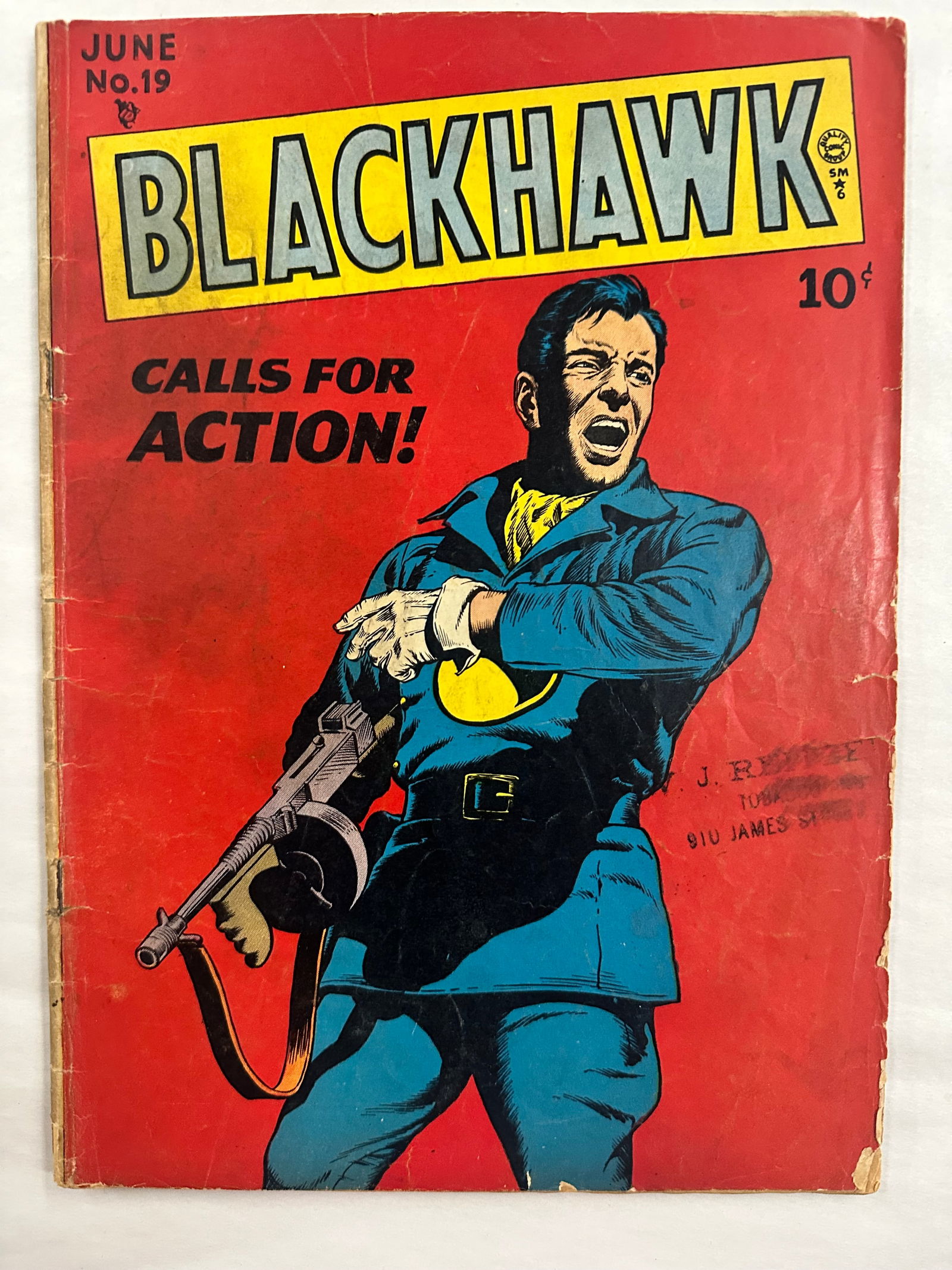 Blackhawk #19 (1948) Calls For Action!: Blackhawk #19 (1948) Calls For Action! - Has overall issues like, but not limited too, Chips, brown pages, May have cover stamps etc., sm. tears, bends, soiling see Photos for condition.