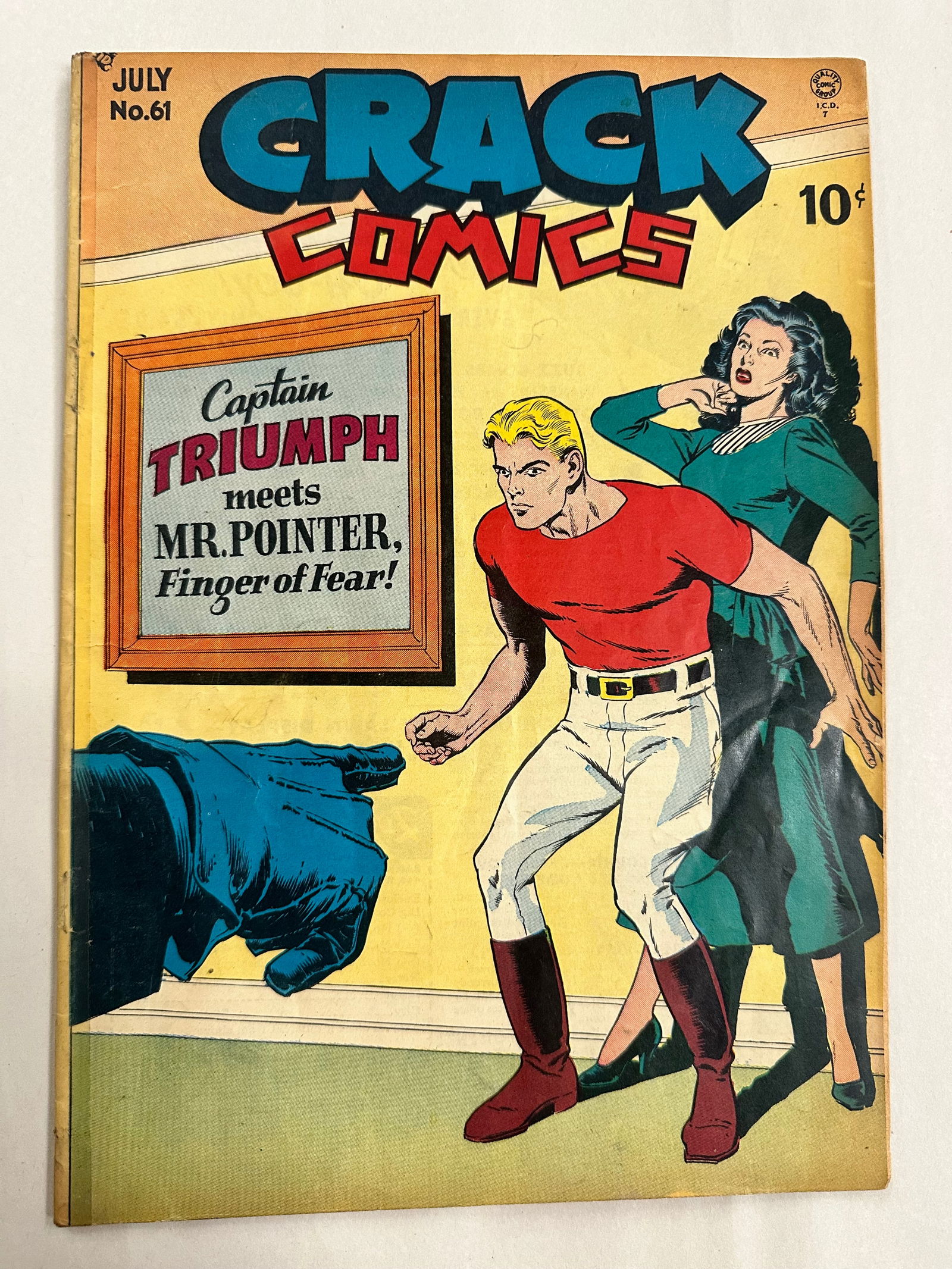 Crack Comics #61 (1949) Captain Triumph meets Mr. Pointer, Finger of Fear! (1 of 4)