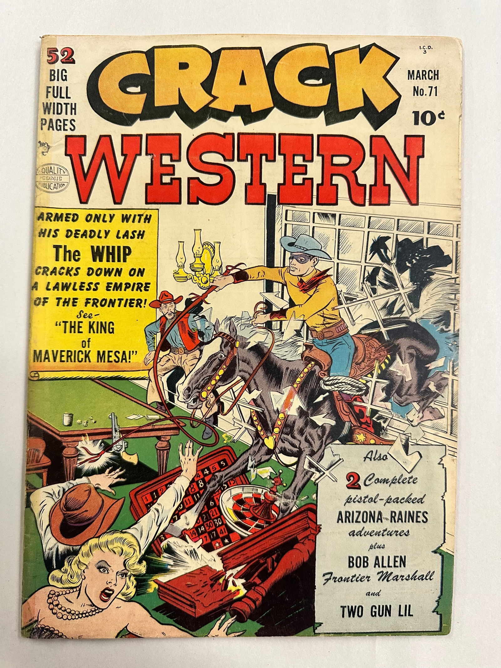 Crack Western #71 (1951) 52 Page cowboy comic: Crack Western #71 (1951) 52 Page cowboy comic - tape on spine book may have Bends, tears, wear etc. - see Photos for condition.