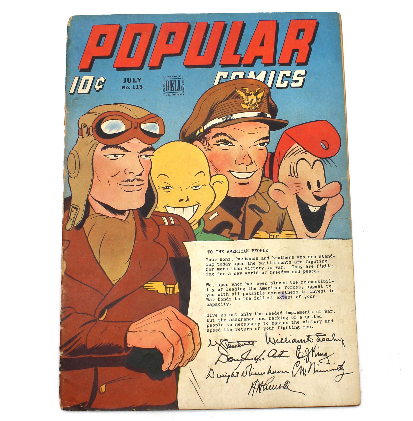 Popular Comics #113 (1945) Dell - Letter to the American People Cover (1 of 3)