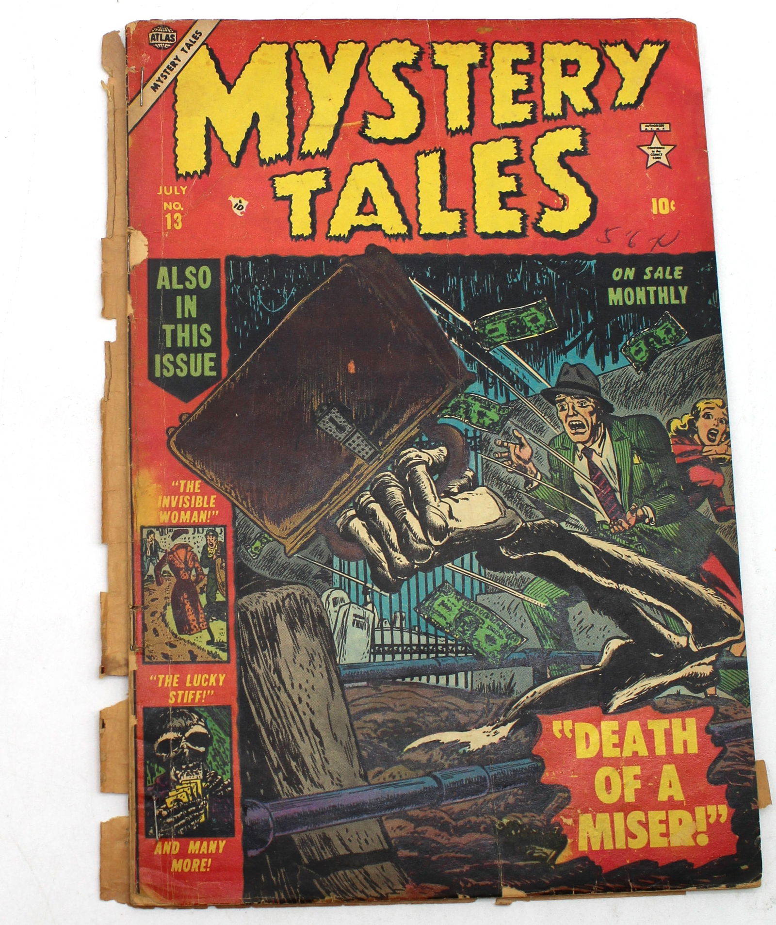 Mystery Tales #13 (1953) Atlas Comics: Mystery Tales #13 (1953) Atlas Comics - Detached Cover, Weird Replacement staples - books may have Bends, tears, wear etc. - see Photos for condition.