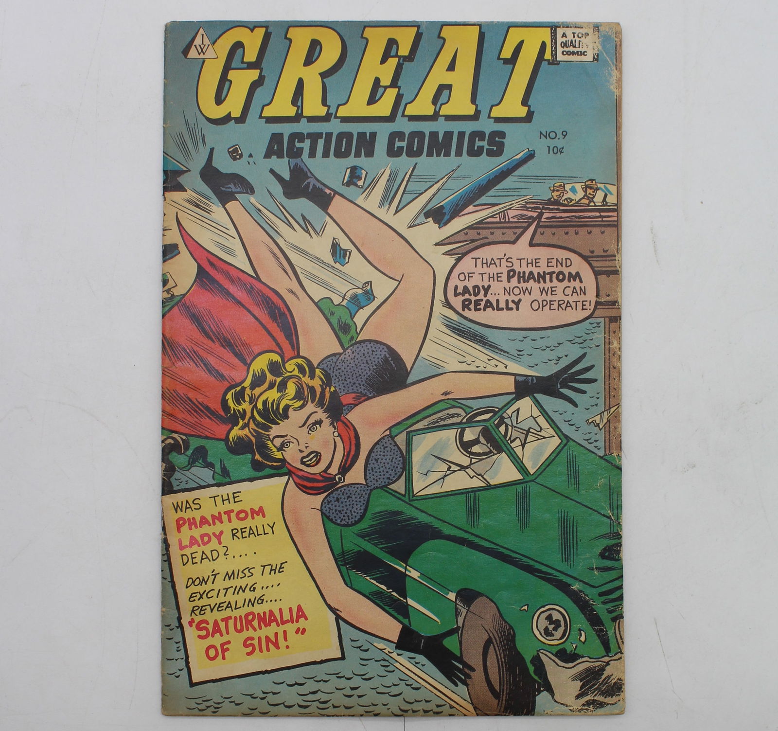 Great Action Comics #9 (1958) Phantom Lady: Great Action Comics #9 (1958) Phantom Lady Featuring Sheena - book may have Bends, tears, wear etc. - see Photos for condition.