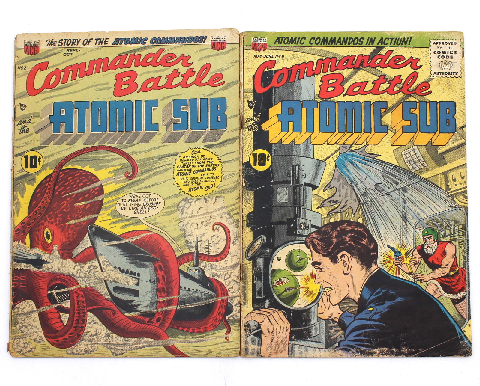 Commander Battle and the Atomic Sub #2 & #6 (1954-55): - book may have Bends, tears, wear etc. - see Photos for condition.
