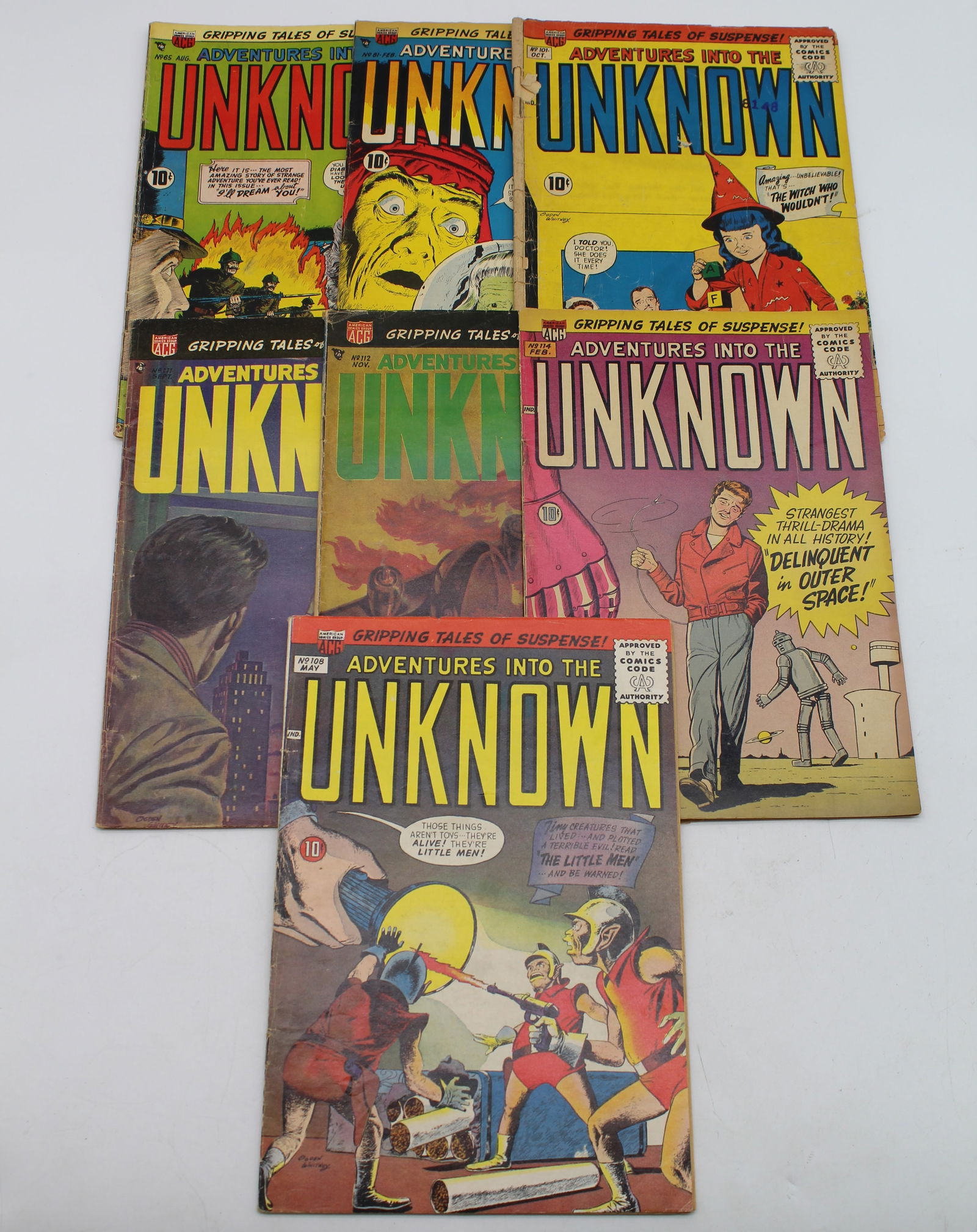 7 Issues of  Adventures into the Unknown #65 #81 #101#108 #111 #112 #114 (1 of 3)