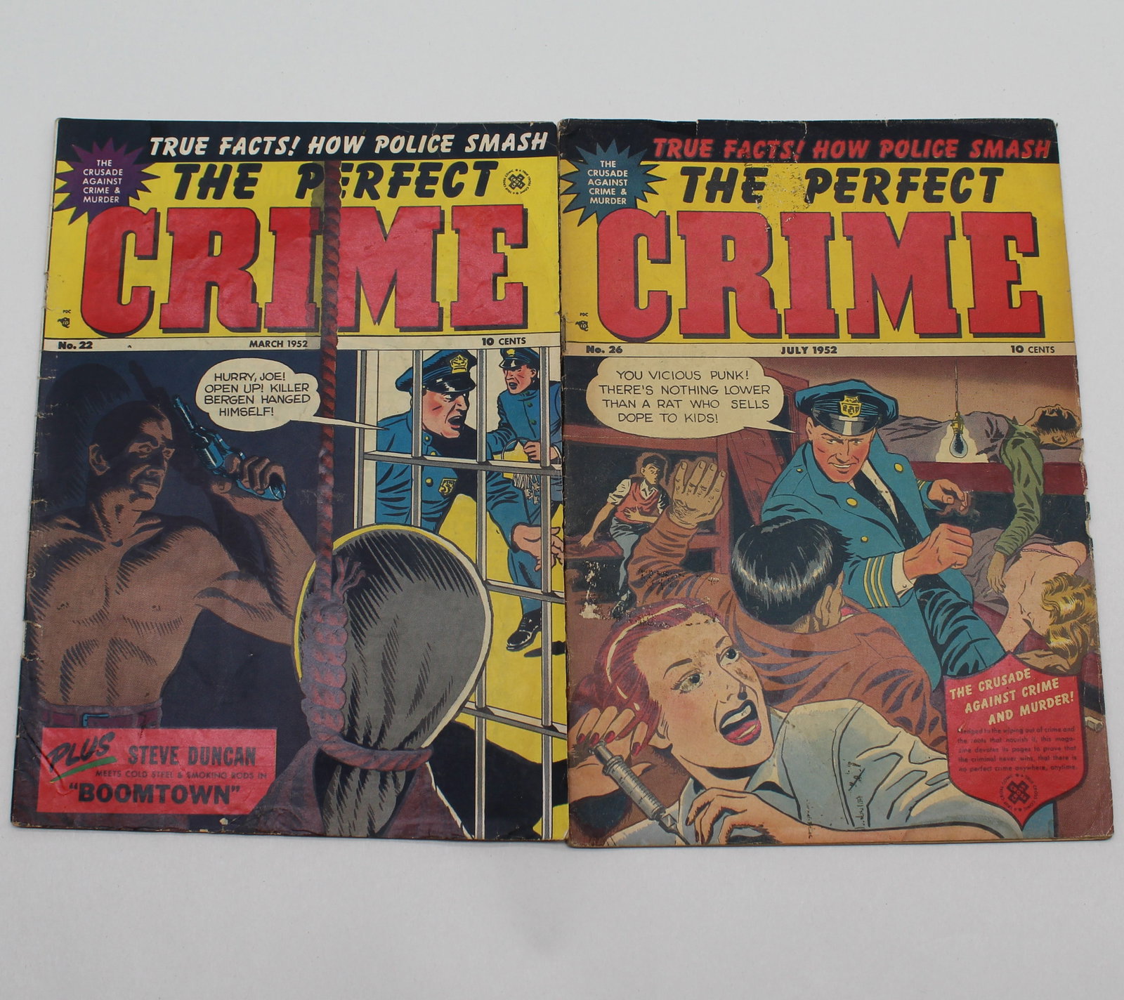 2 Issues of The Perfect Crime #22 & #26 (1952) #26 Depicts Child Drug Abuse: 2 Issues of The Perfect Crime #22 & #26 (1952) #26 Depicts Child Drug Abuse - books may have Bends, tears, wear etc. - see Photos for condition.