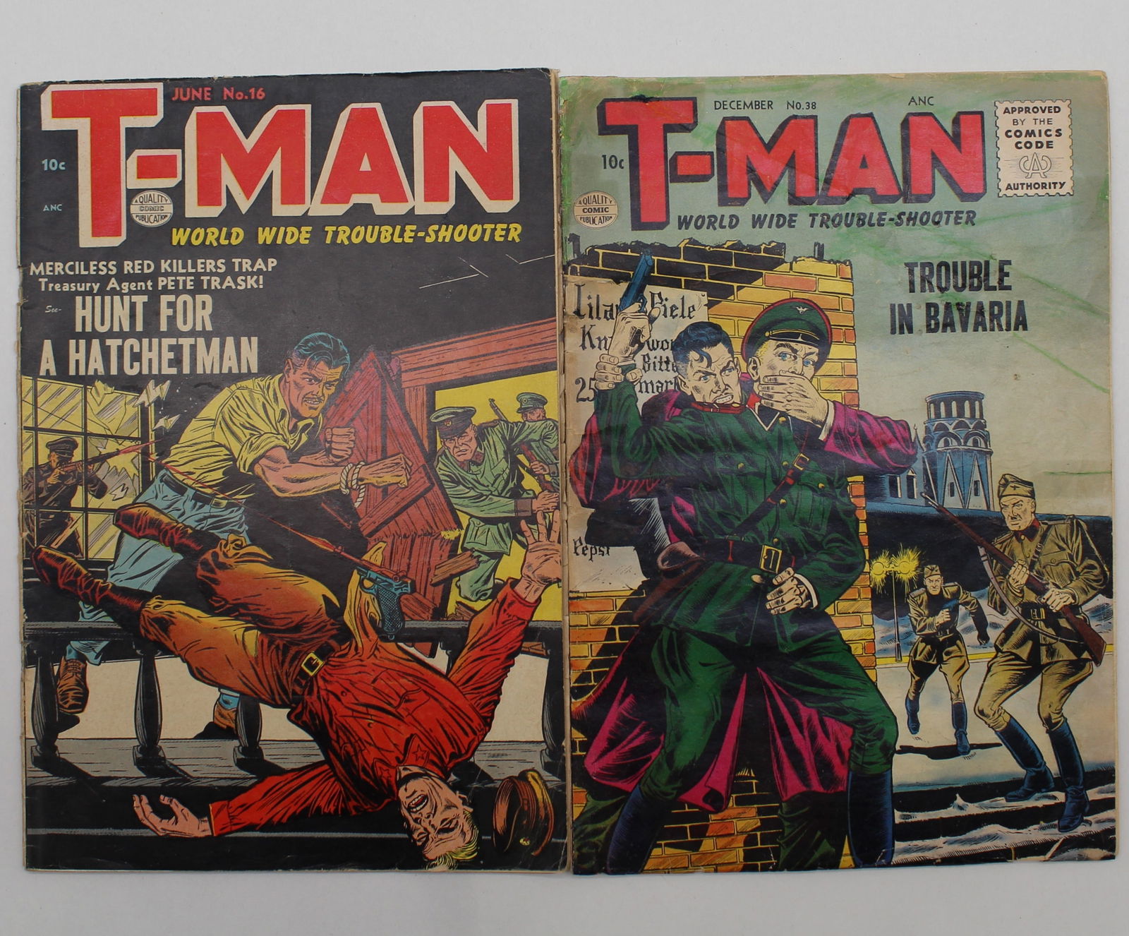 2 Issues of T-Man (world Wide Trouble Shooter) #16 & #38 (1954 & 1956) (1 of 3)